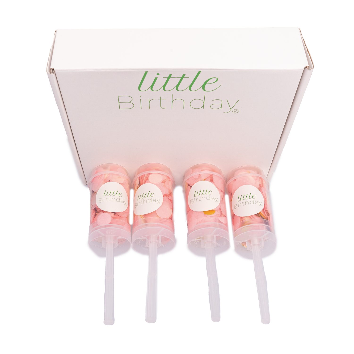 little Birthday Konfetti 4x wiederbefüllbare Schnipsel Kanonen, Konfetti Push Pop 1,5cm