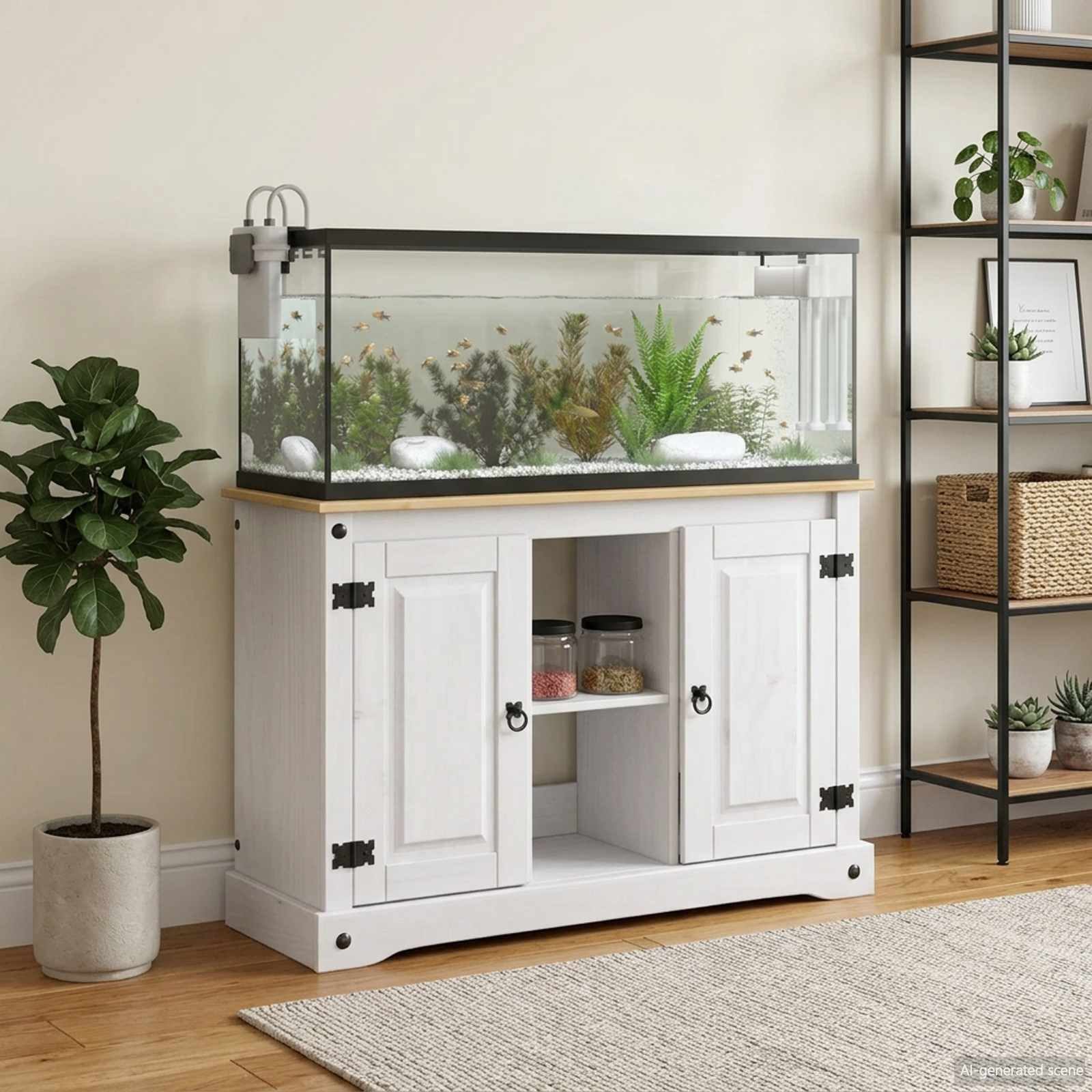 vidaXL Aquariumunterschrank Aquariumständer CORONA Weiß und Braun 101,5 x 37 x 73 cm 300 kg (1-St)