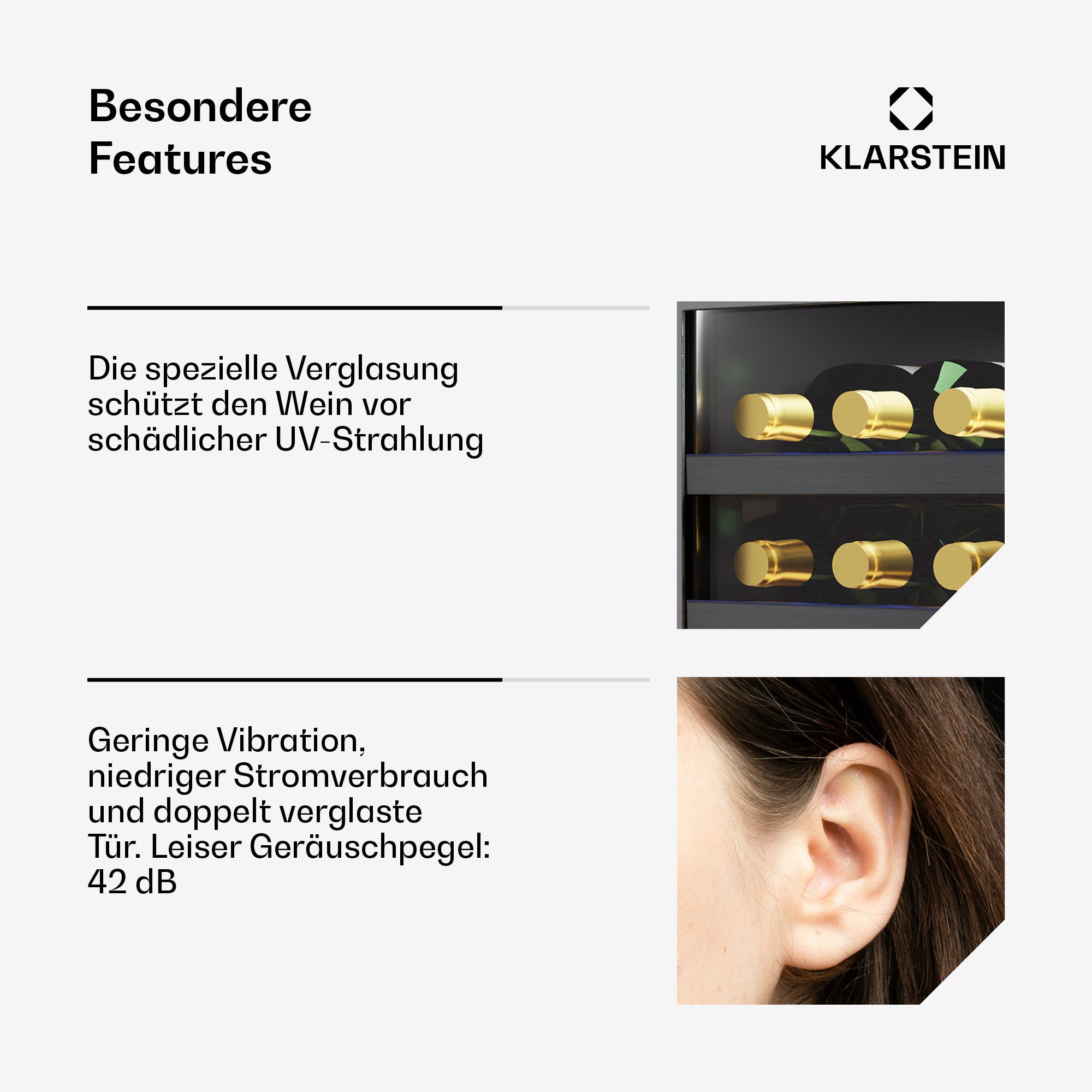 Klarstein Weinkühlschrank Vinovilla Uno 18, für 18 Standardflaschen á 0,75l,Wein Flaschenkühlschrank Weintemperierschrank Weinschrank Kühlschrank