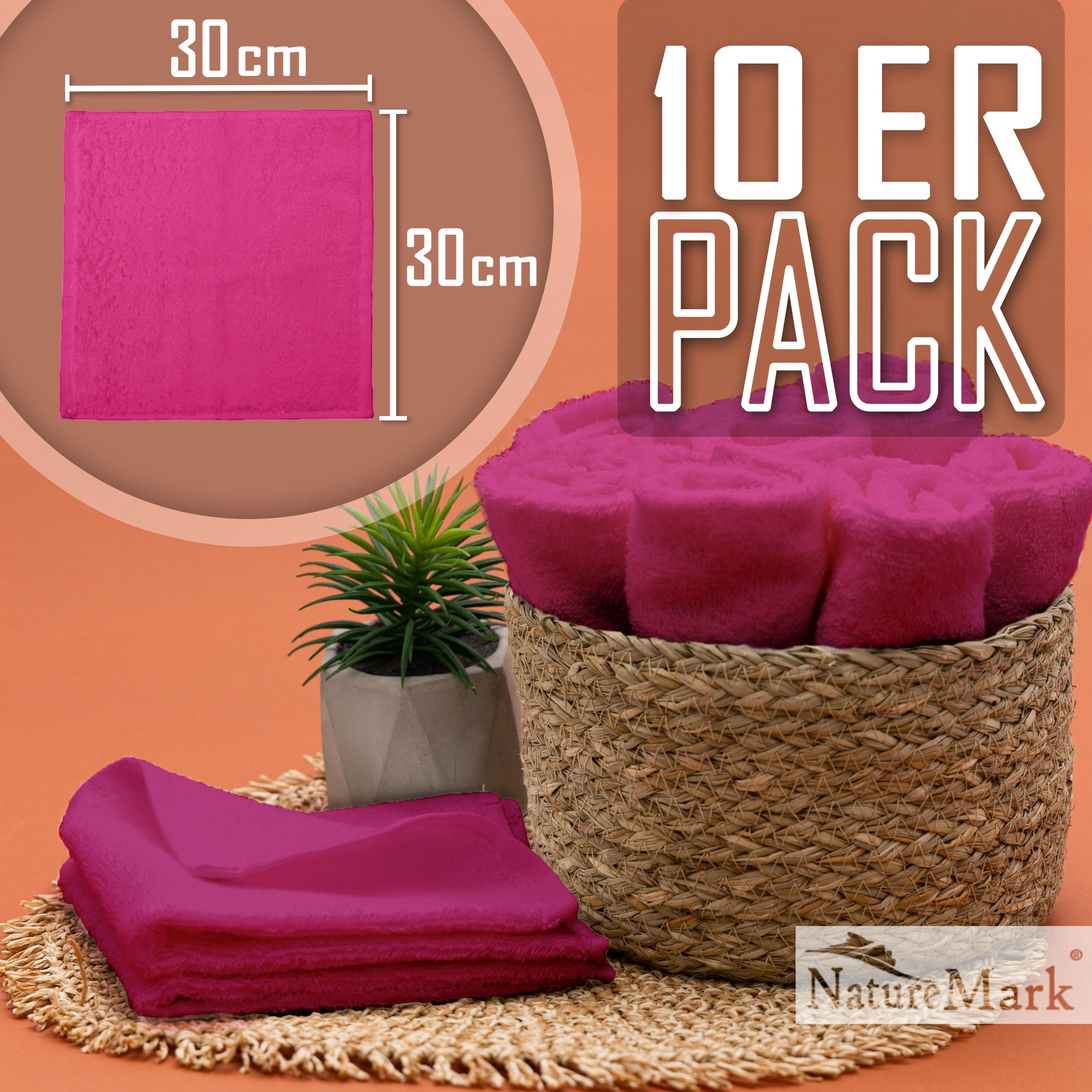 NatureMark Seiftuch 10er-Set Seiftücher 30x30cm 100% Baumwolle, (10-St), Frottier Waschlappen Seiflappen 30 x 30 cm, Pink – Bild 2 von 5
