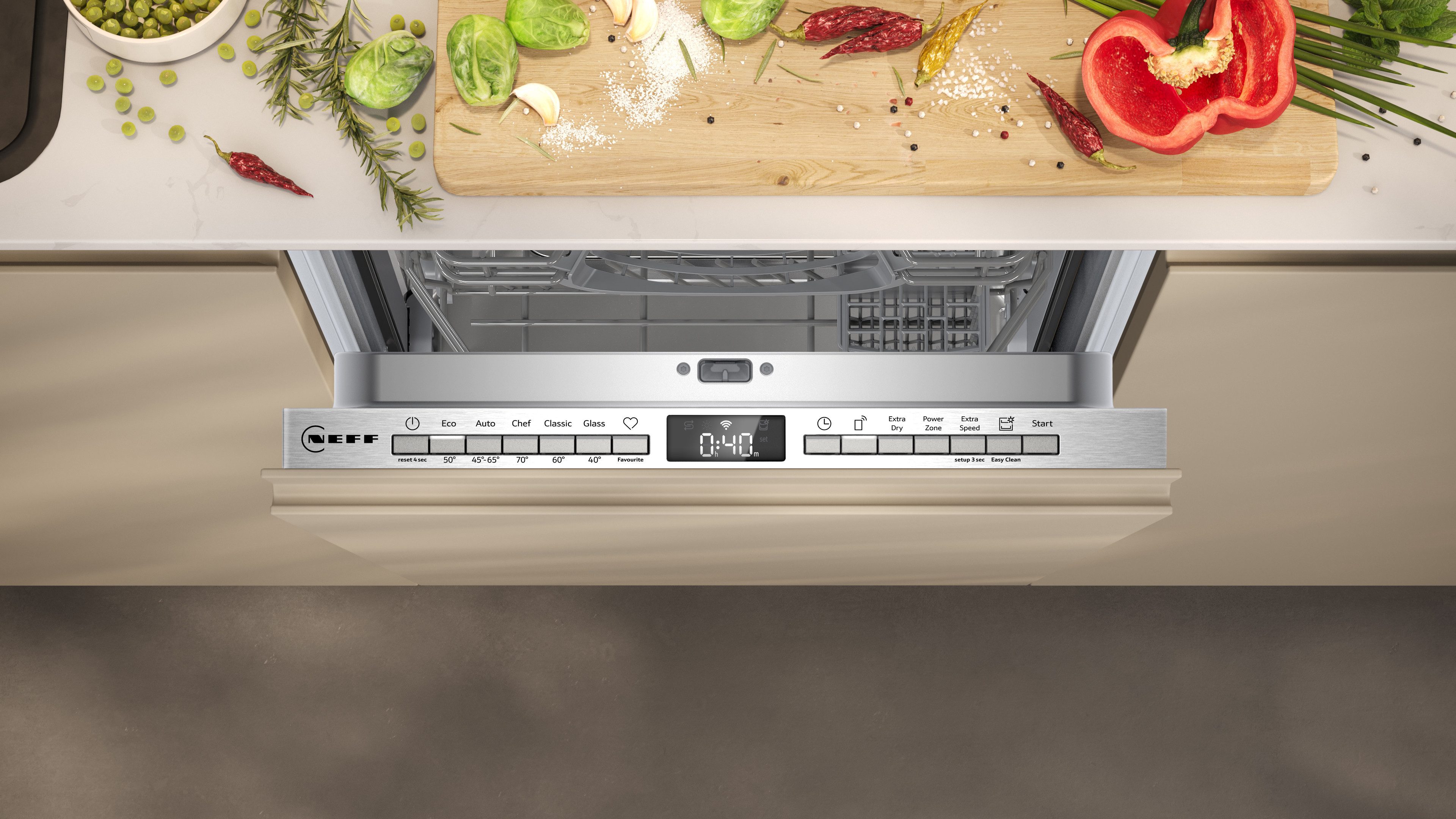 NEFF vollintegrierbarer Geschirrspüler S853HKX20E, 10 Maßgedecke, Info Light - erlischt bei Beendigung des Spülvorgangs, flexible Körbe – Bild 5 von 5