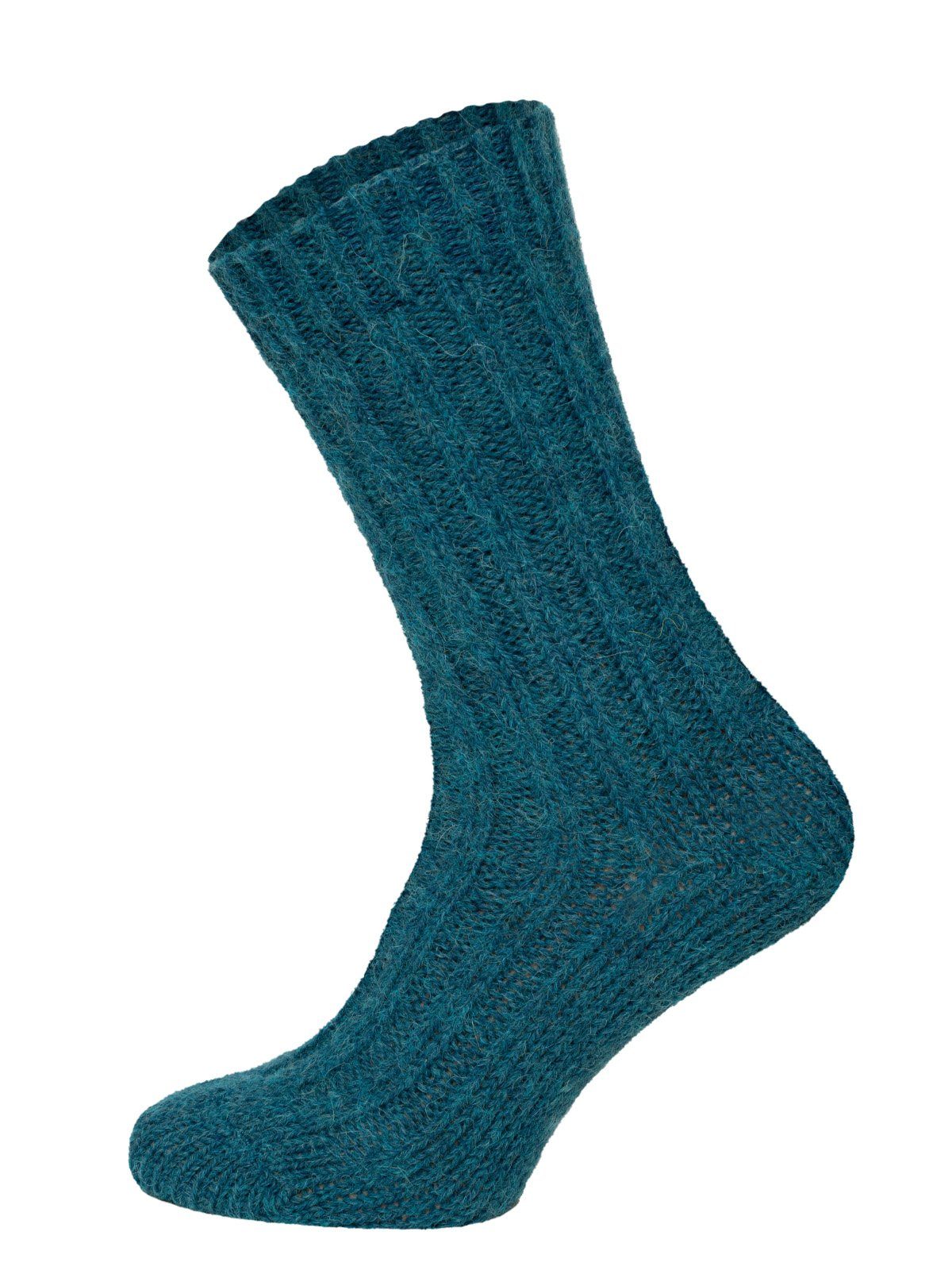 HomeOfSocks Socken Bunte Socken mit Umschlag mit Wolle und Alpakawolle Strapazierfähige und warme Socken mit 40% Wollanteil und Alpakawolle Petrol