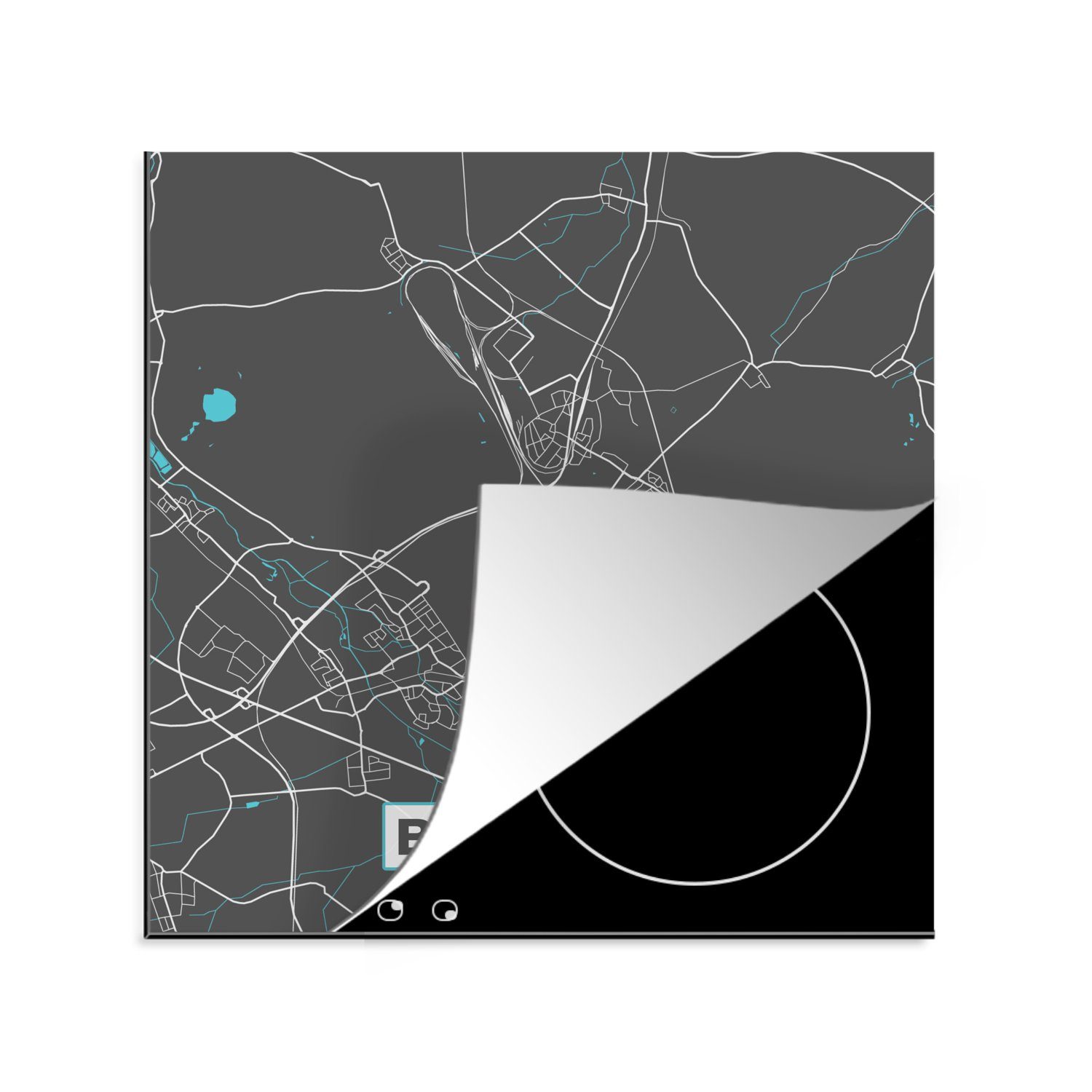 MuchoWow Herdblende-/Abdeckplatte Stadtplan - - Vinyl, für - küche Karte tlg), Blau Deutschland cm, von Bergheim - Ceranfeldabdeckung, (1 Karte, Arbeitsplatte 78x78
