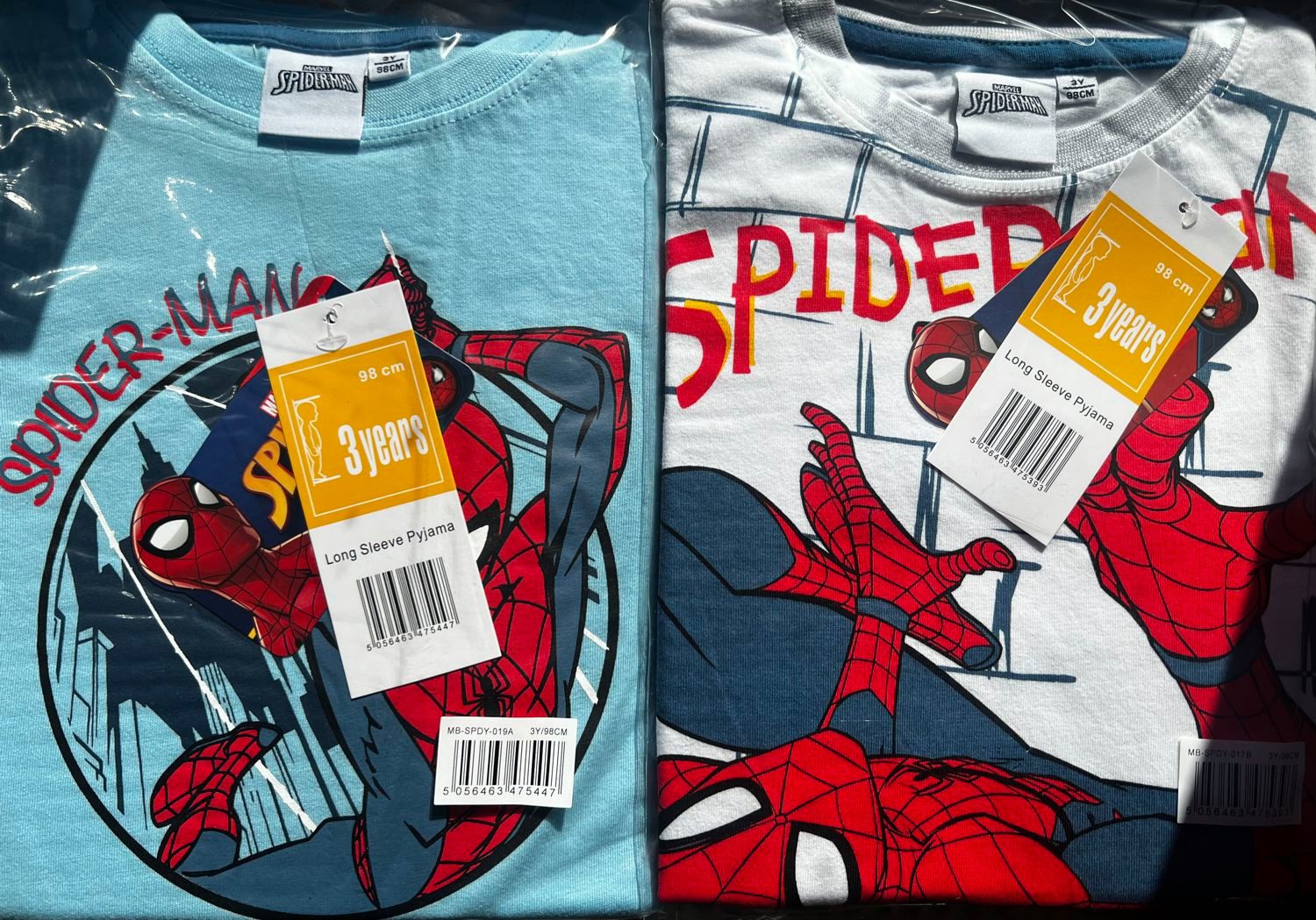 Spiderman Pyjama 2x Spiderman Kinder Schlafanzug lang Jungen+Mädchen Pyjama Kinderpyjama lang