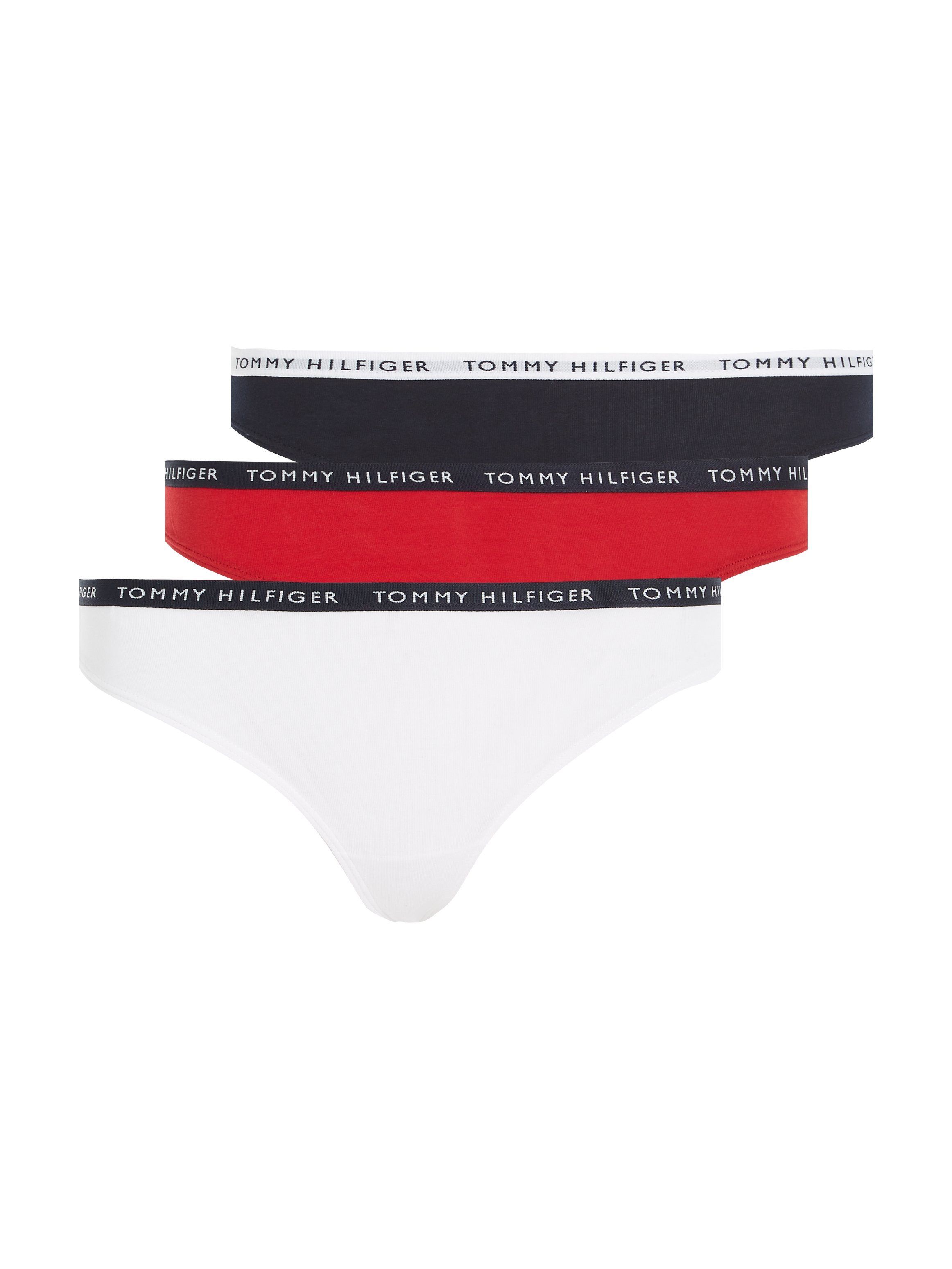 Tommy Hilfiger Underwear T-String (3-St) mit schmalem Logobündchen blau, weiß, rot
