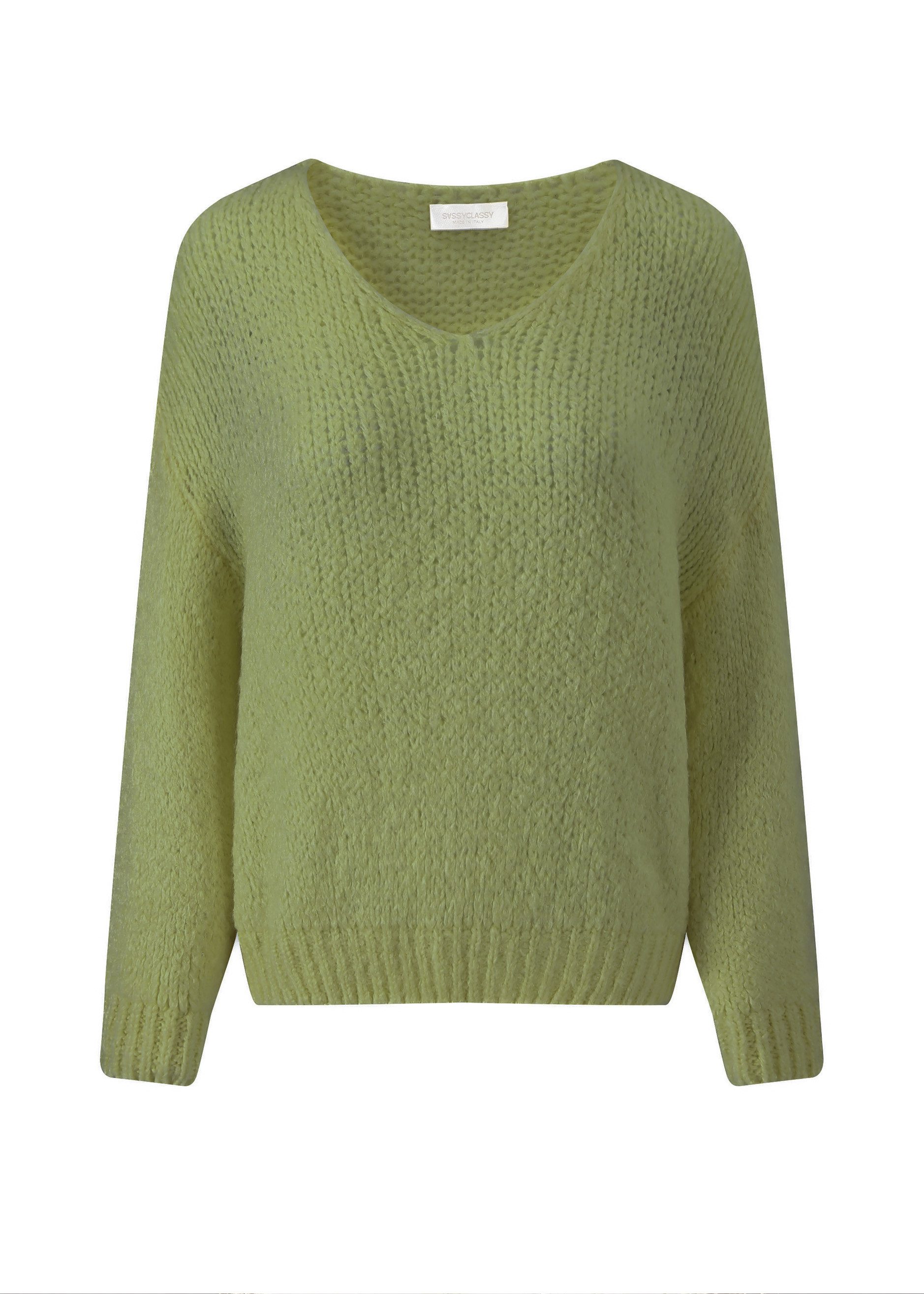 SASSYCLASSY Strickpullover Oversize Pullover mit V-Ausschnitt für Damen Wei günstig online kaufen