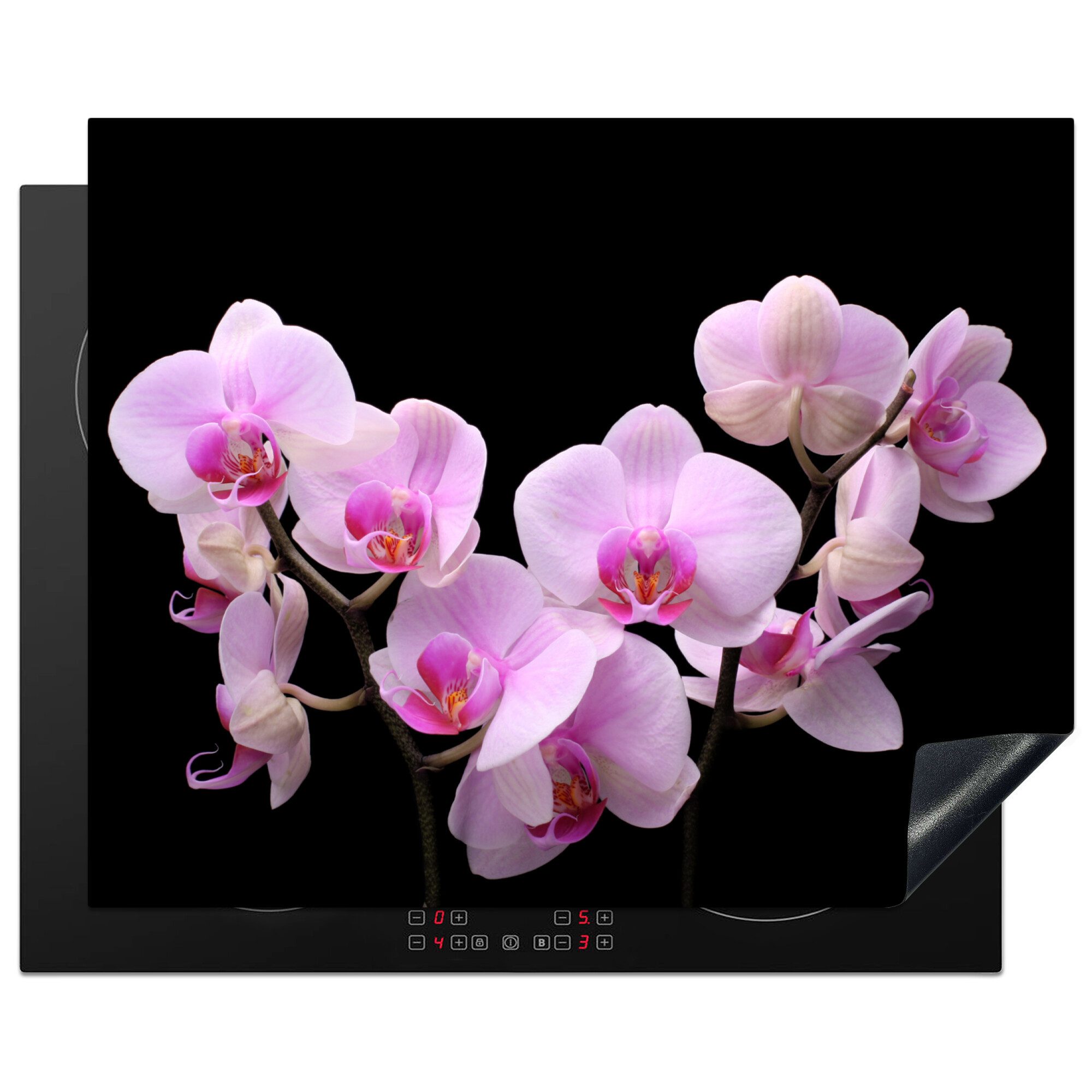 MuchoWow Herd-Abdeckplatte Orchidee - Blumen - Rosa - Flora, Vinyl, (1 tlg), Abdeckung Induktionskochfeld Schutzmatte, Küche Deko, 65x52 cm