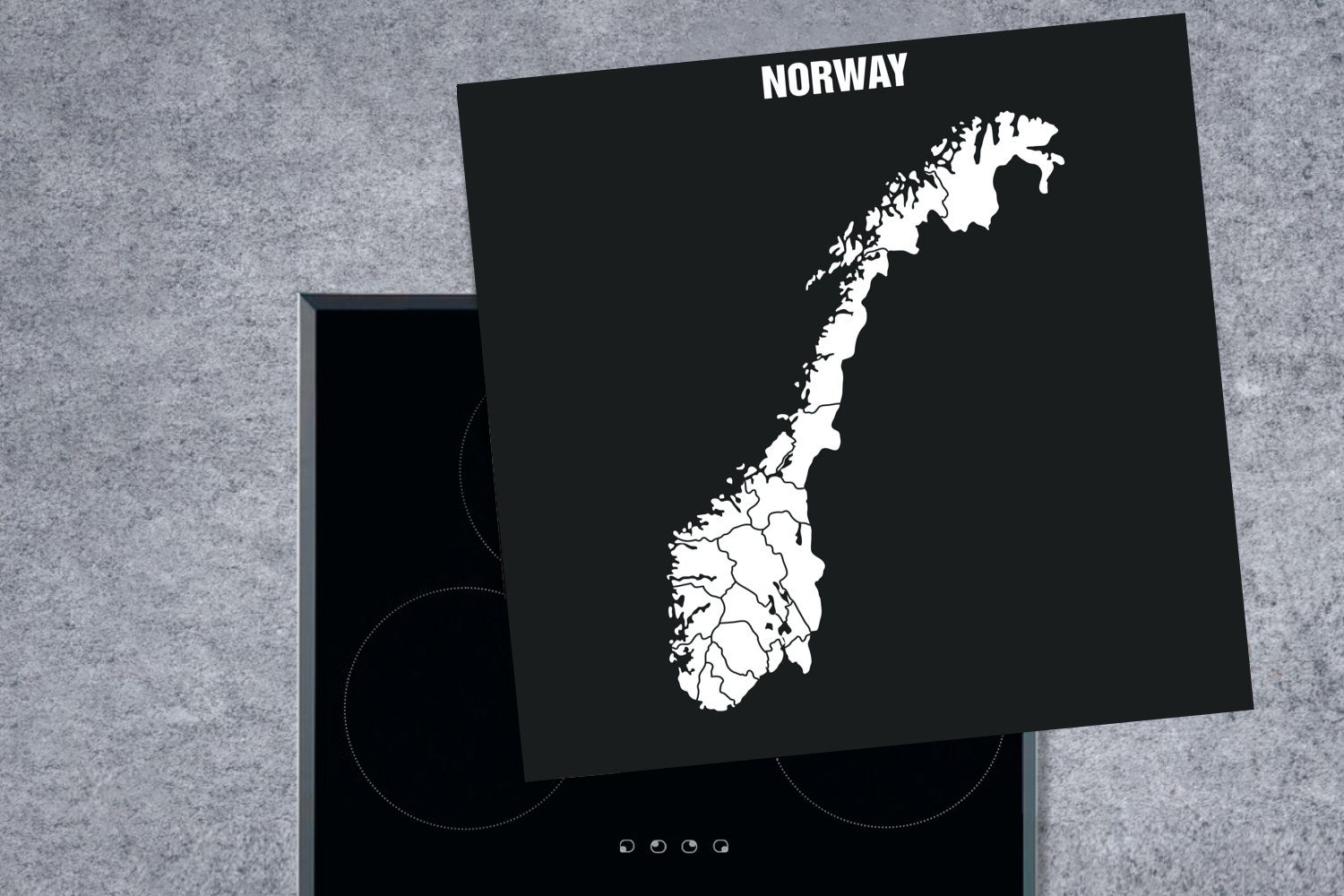 MuchoWow Herdblende-/Abdeckplatte Illustration von vor tlg), Hintergrund, für schwarzem in Arbeitsplatte Norwegen (1 küche Vinyl, cm, Ceranfeldabdeckung, 78x78 Weiß