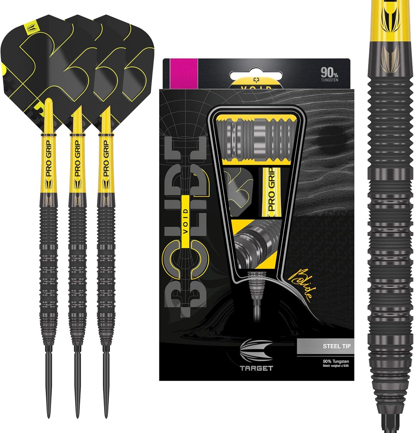 TARGET DARTS Dartpfeil Bolide Void 90% Tungsten Steeldart, Swiss-Point-Darts Barrel 01, 23G