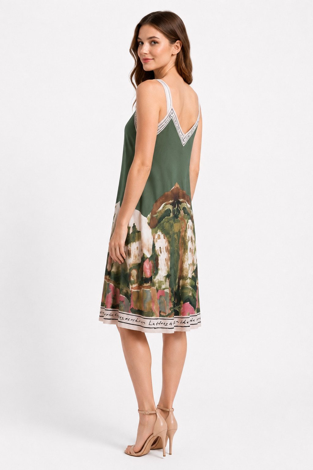ITALY VIBES Sommerkleid - Trägerkleid - Viskose Kleid mit Landschaftsprint für Damen One Size / Einheitsgröße - passend für Größe S - L