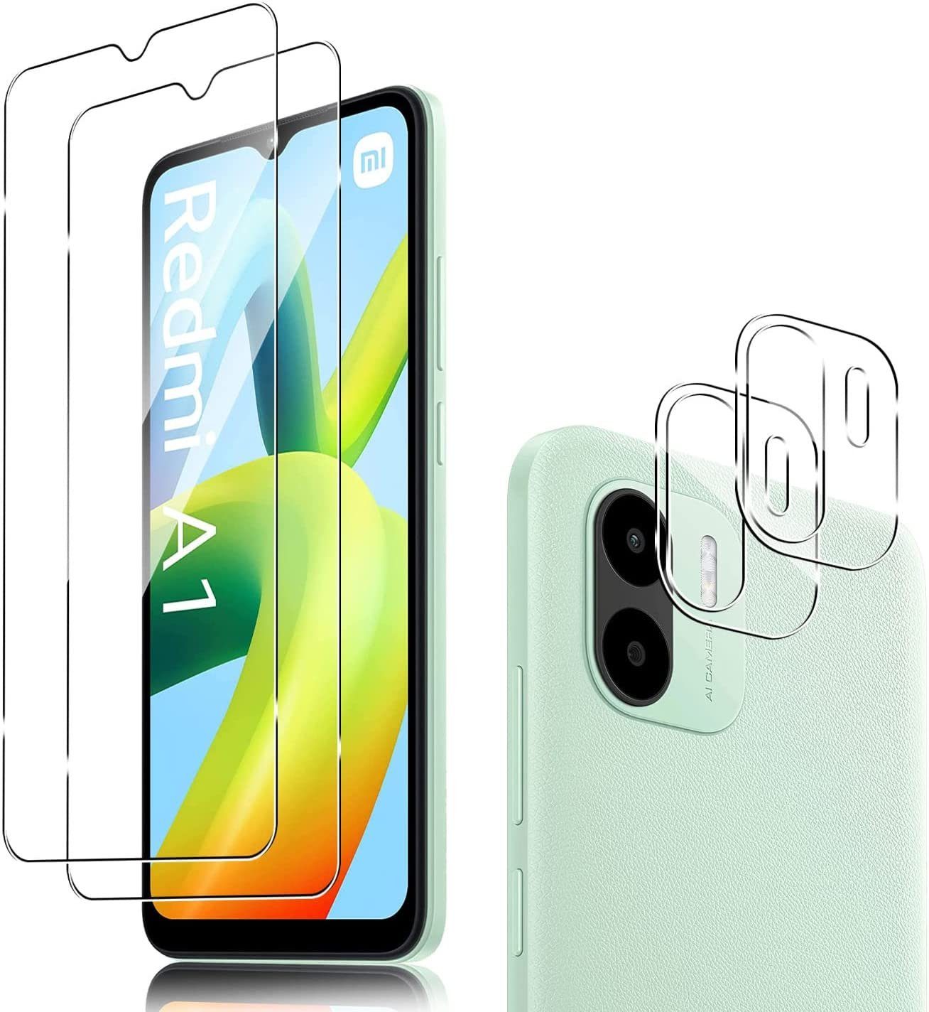 MSM Displayschutzglas 2X Schutzglas (Display + Kamera) für Xiaomi Redmi A1/A2 Panzerfolie