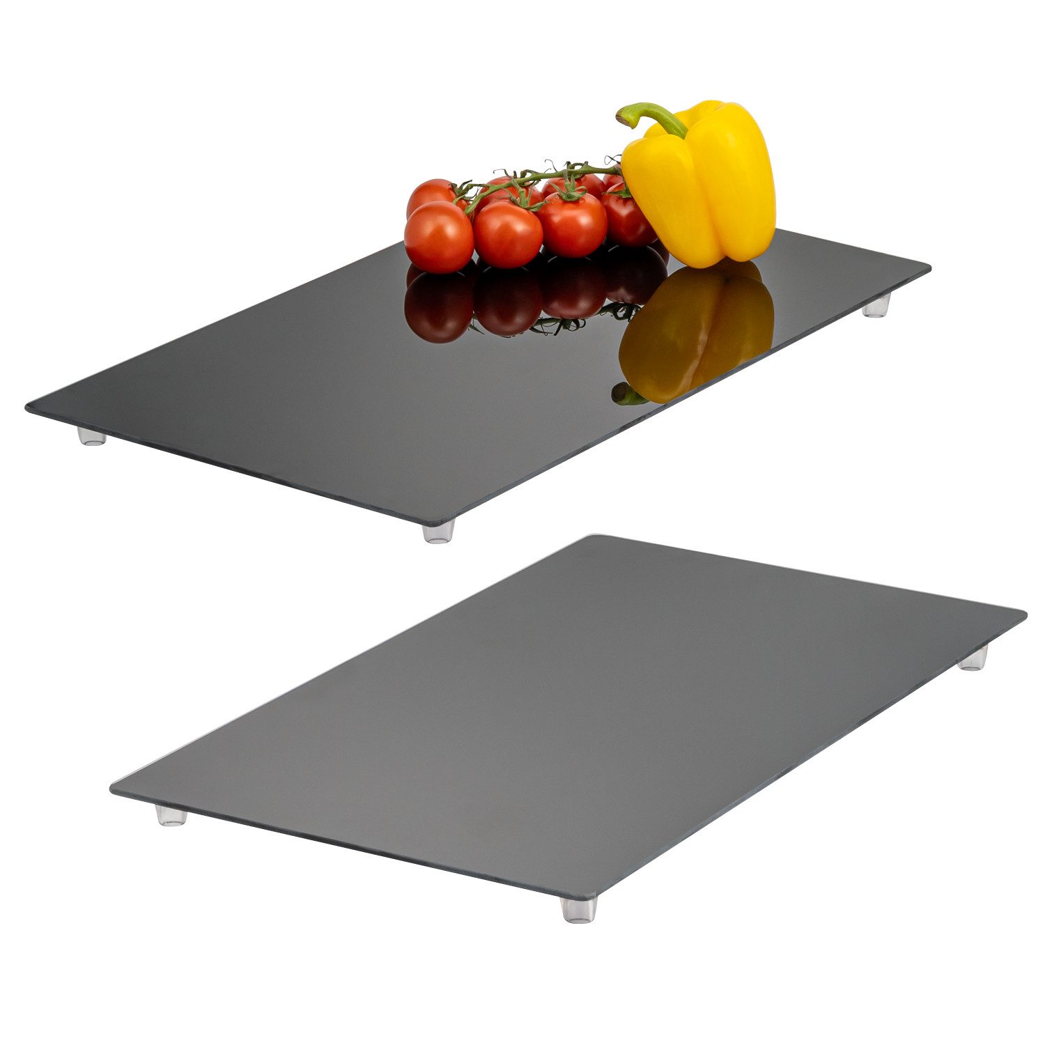 bremermann Herd-Abdeckplatte Herdabdeckplatte, 2er Set, Sicherheitsglas ca. 30 x 3 x 52 cm (B/H/T), Glas, Kunststoff, (2 tlg)