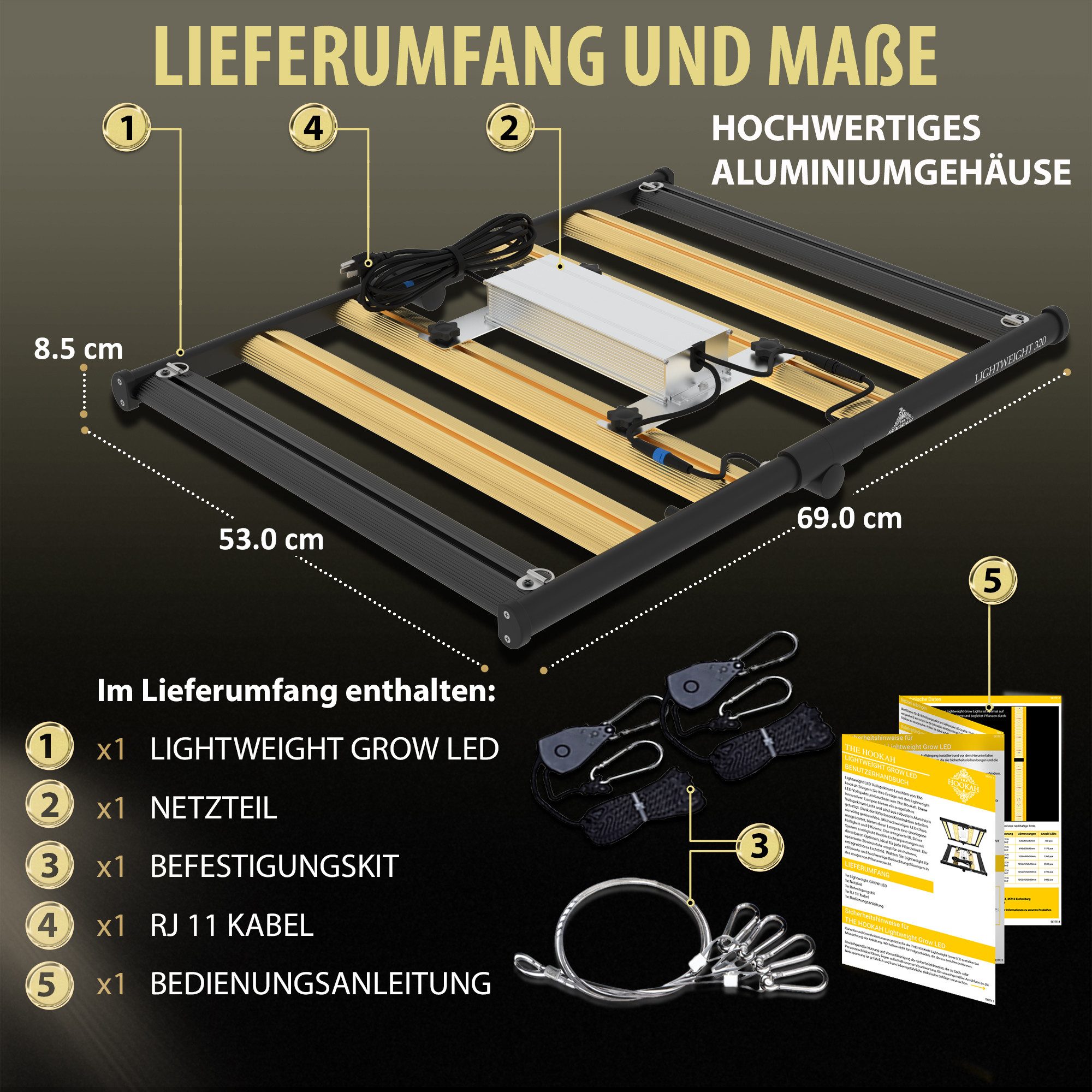 THE HOOKAH Pflanzenlampe Samsung LED Growlampe mit Vollspektrum, LED fest integriert, dimmbar, mit UV und IR für Growzelt und Growbox – Bild 4 von 5
