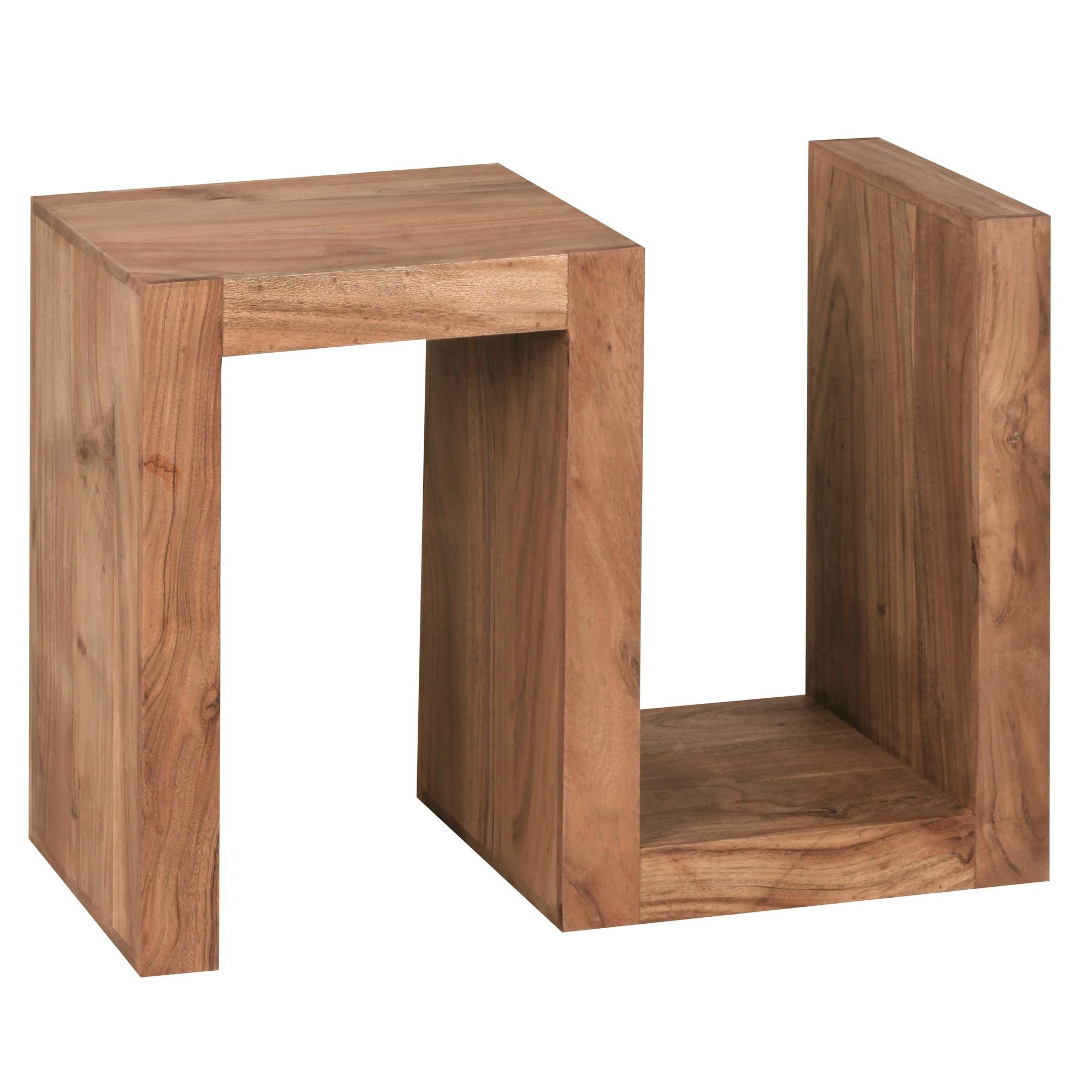DESIGN Beistelltisch | Beige Holztisch "S" Beige | Cube KADIMA Handgefertigtes Beige Landhaus-Stil NAKO: Design