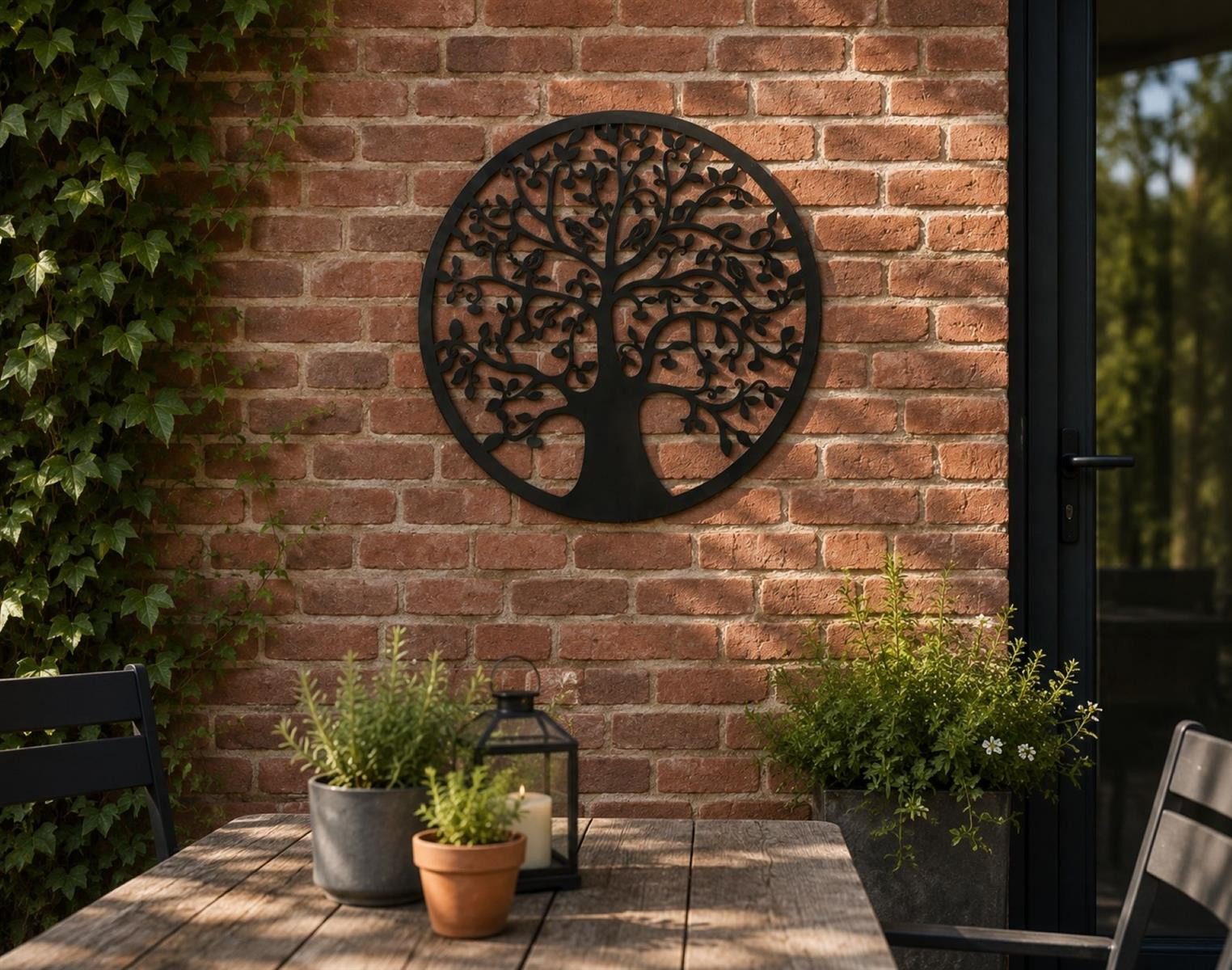 Geschenkestadl Wanddekoobjekt Baum des Lebens Wanddeko Metall schwarz 30 cm Garten Terrasse (1 St), klassisch – Bild 3 von 4
