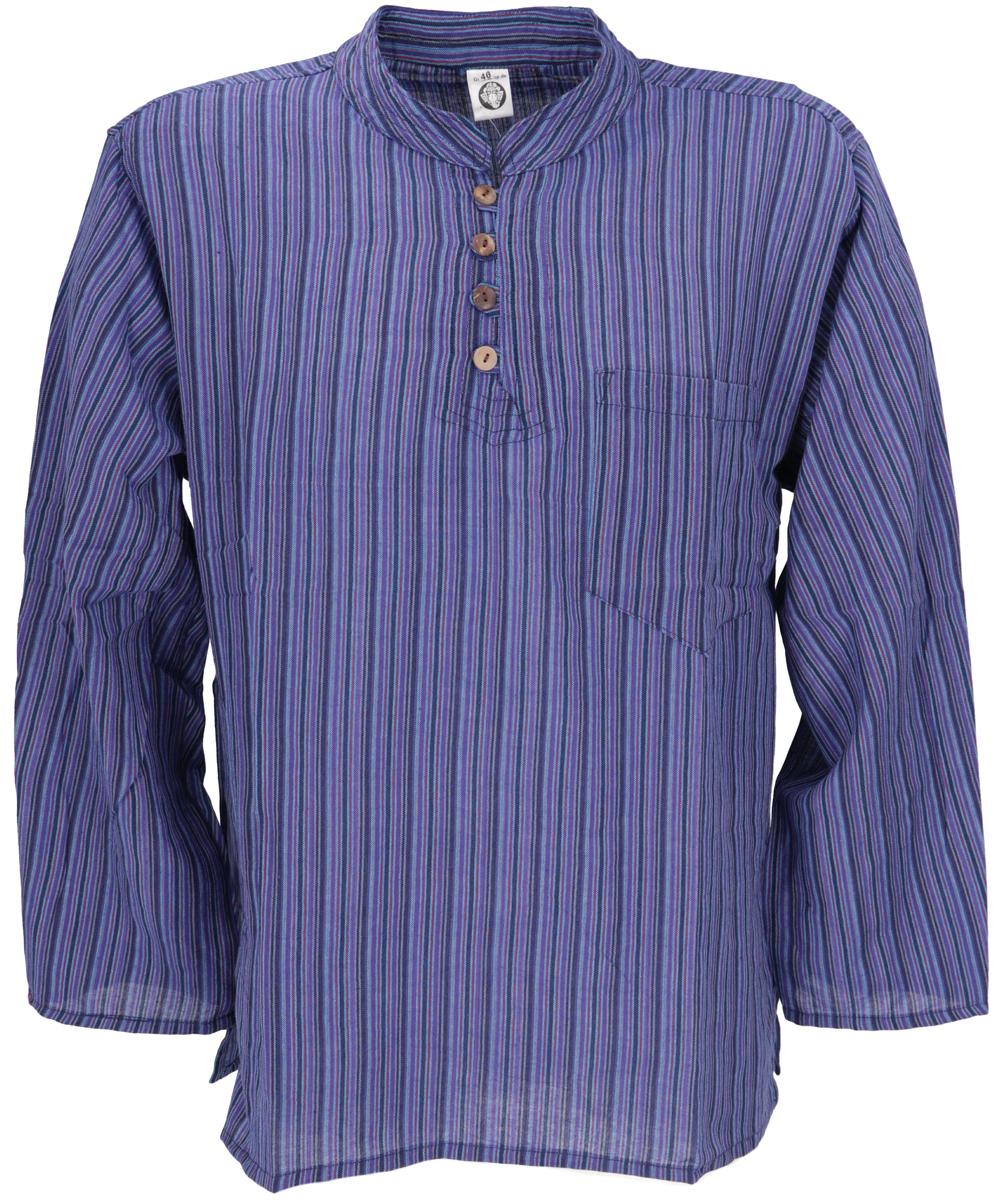 Guru-Shop Hemd & Shirt Nepal Fischerhemd, gestreiftes Goa Hippie Hemd,.. Re günstig online kaufen