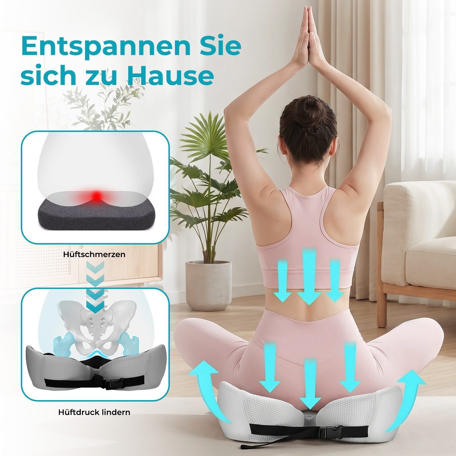 ibettertec Sitzkissen Ergonomisches Sitzkissen,Sitzkissen Orthopädisch,Rückenkissen,Schwarz, Sitzkissen, Sitzkeilkissen Entlastet, Erhöht Sitzkomfort – Bild 4 von 5