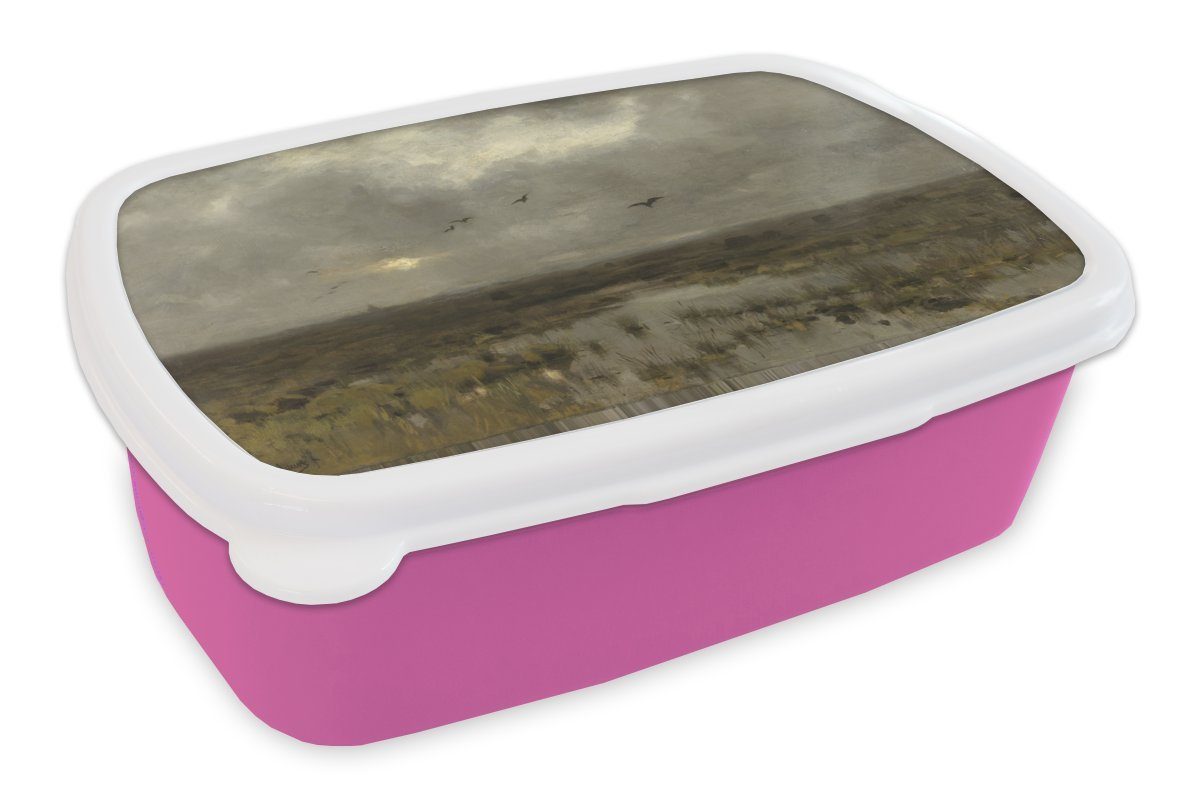 - Kunststoff, von Brotbox Lunchbox Der (2-tlg), Anton Brotdose Snackbox, MuchoWow Erwachsene, Gemälde rosa Mädchen, Mauve, Kunststoff Sumpf Kinder, für