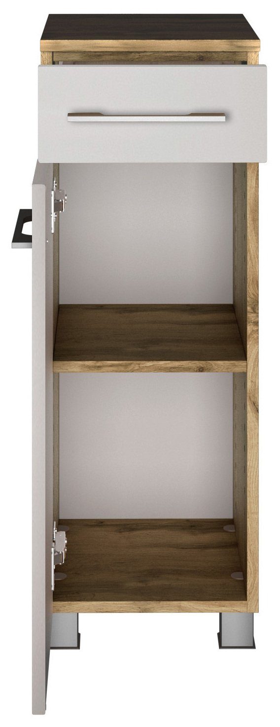 HELD MÖBEL Unterschrank Livorno 30 cm Wotaneiche/matt weiß