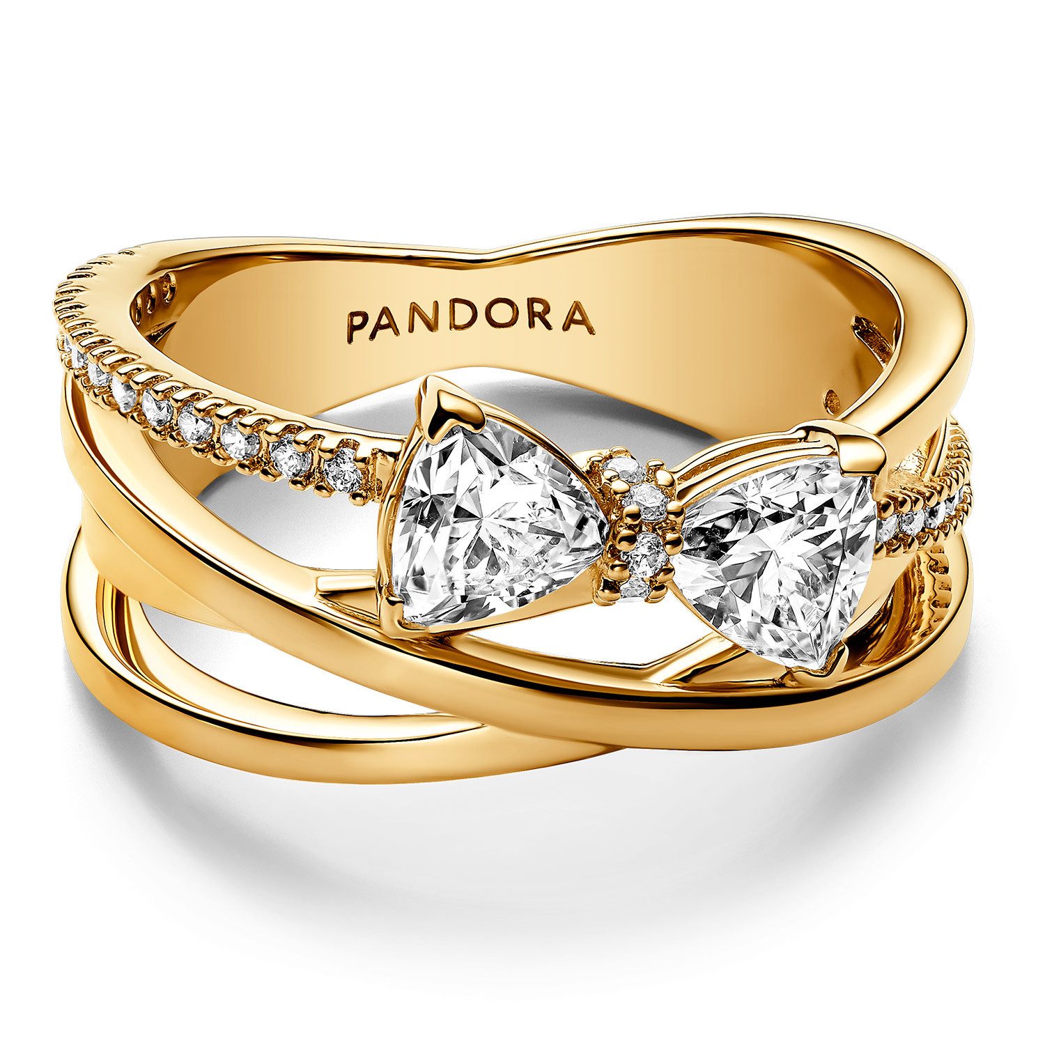 Pandora Fingerring Funkelnde Schleife Goldfarben günstig online kaufen