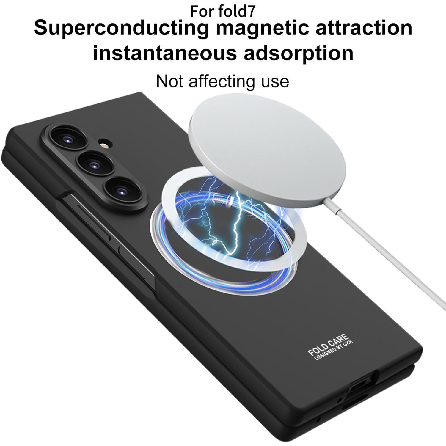 Wigento Handyhülle Für Samsung Galaxy Z Fold7 GKK MagSafe Integrierte dünne Hülle Schwarz, MagSafe Hülle mit integriertem Displayschutz
