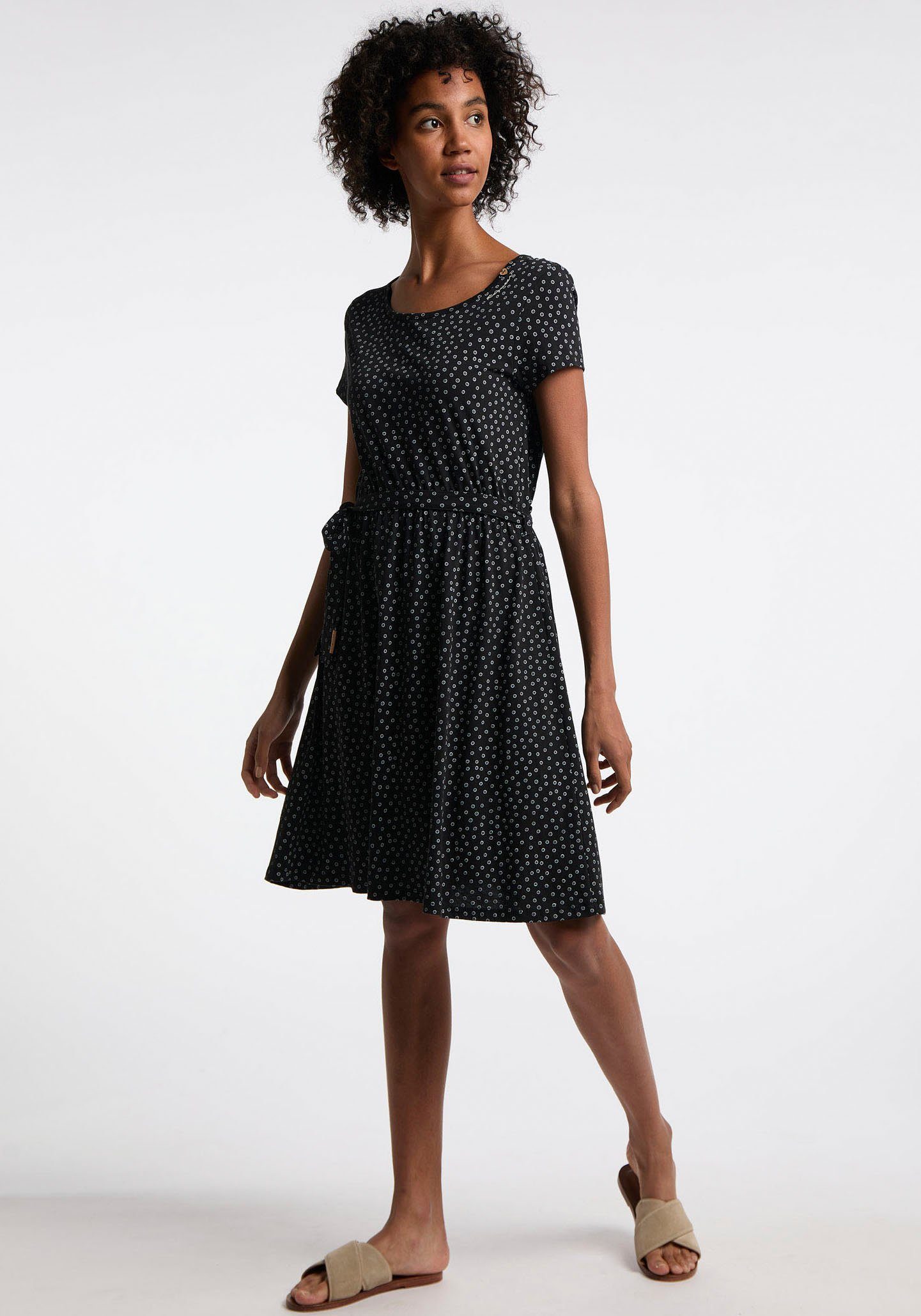 tollem mit Allover schwarz Punkte-Muster OLINA Sommerkleid Ragwear ORGANIC DRESS