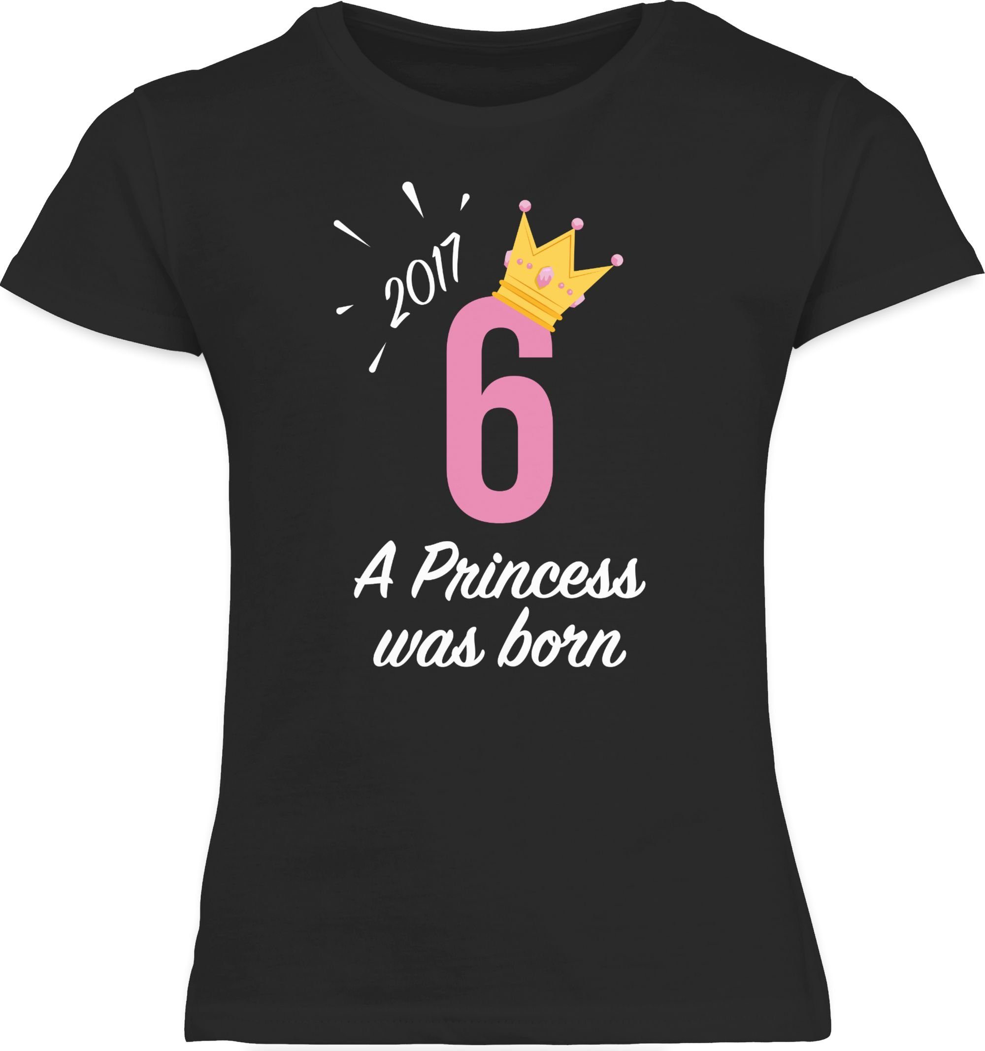 Shirtracer T-Shirt Sechster Mädchen Geburtstag 2 Princess Schwarz 2017 6