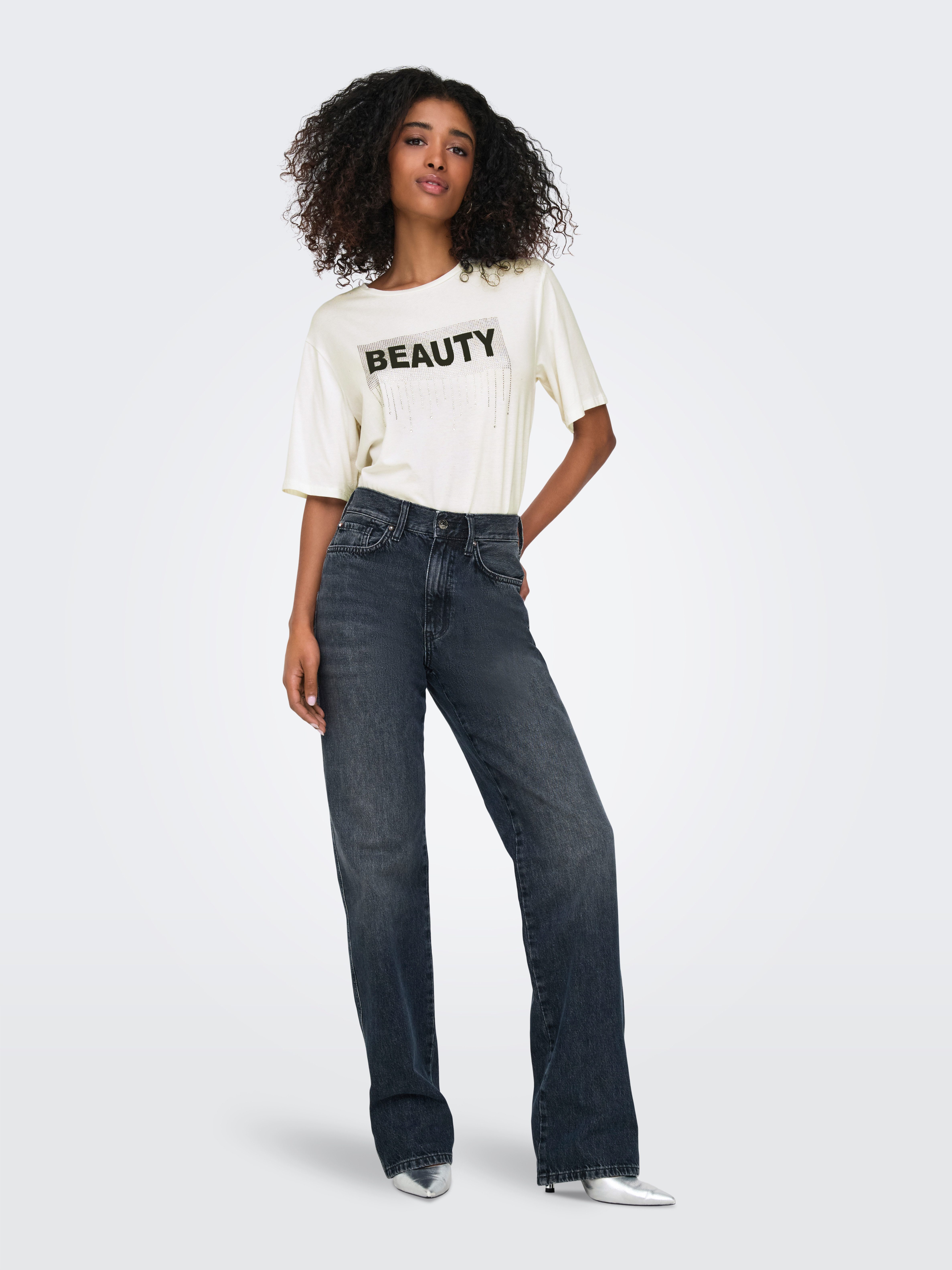 ONLY Kurzarmshirt ONLSANNI S/S STONES TOP BOX JRS