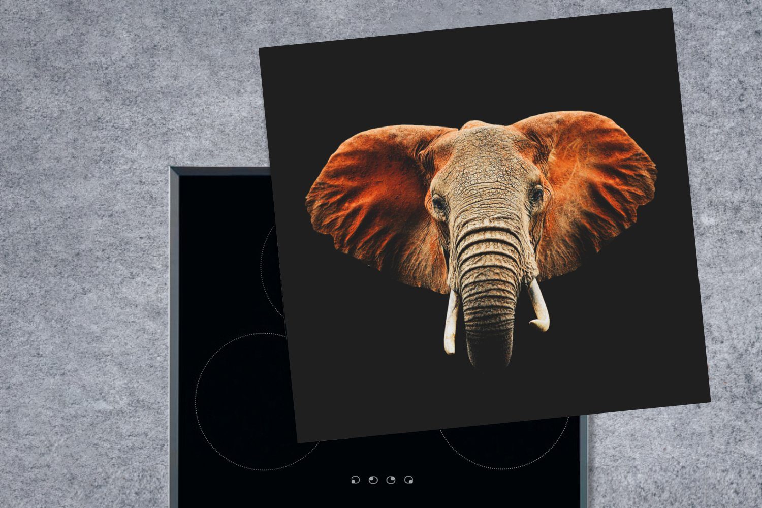 Ceranfeldabdeckung, Farben, (1 78x78 küche Arbeitsplatte cm, Elefant für tlg), MuchoWow Tiere - - Herdblende-/Abdeckplatte Vinyl,
