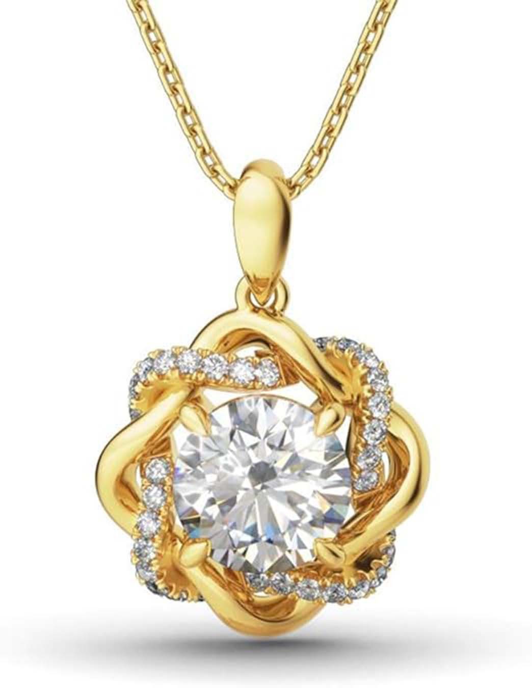 Kette mit Anhänger 1ct D VS1,Diamond,Halskette Damen,Verlobungs-Halskette,Blumenhalskette