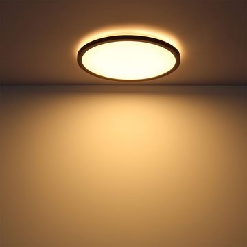 Globo LED Deckenleuchte, LED-Leuchtmittel fest verbaut, Warmweiß, LED Deckenlampe schwarz Badezimmer dimmbar Wohnzimmerlampe Backlight