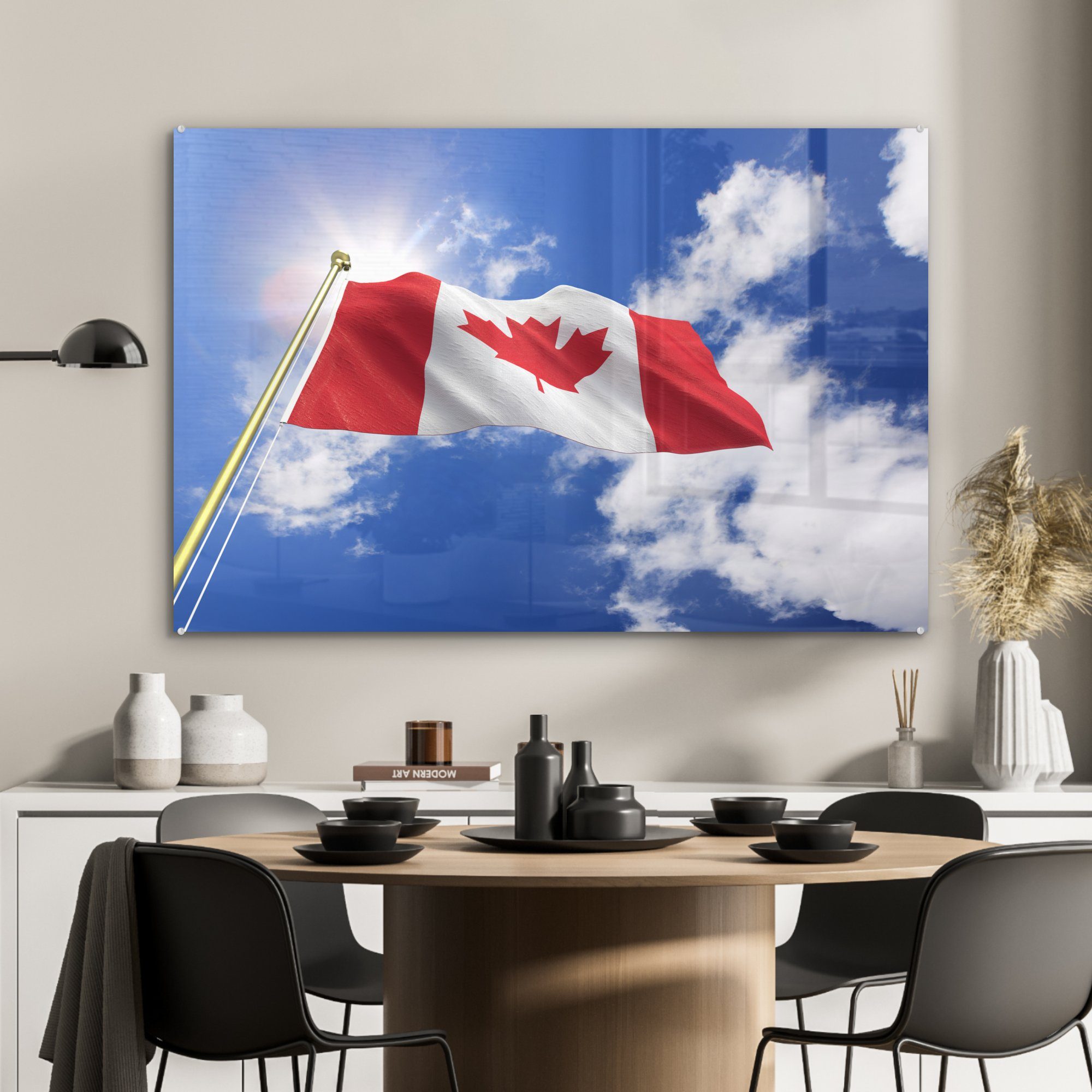 an sonnigen Flagge St), Kanada Nachmittag, Acrylglasbilder Schlafzimmer einem von & Acrylglasbild (1 Wohnzimmer MuchoWow