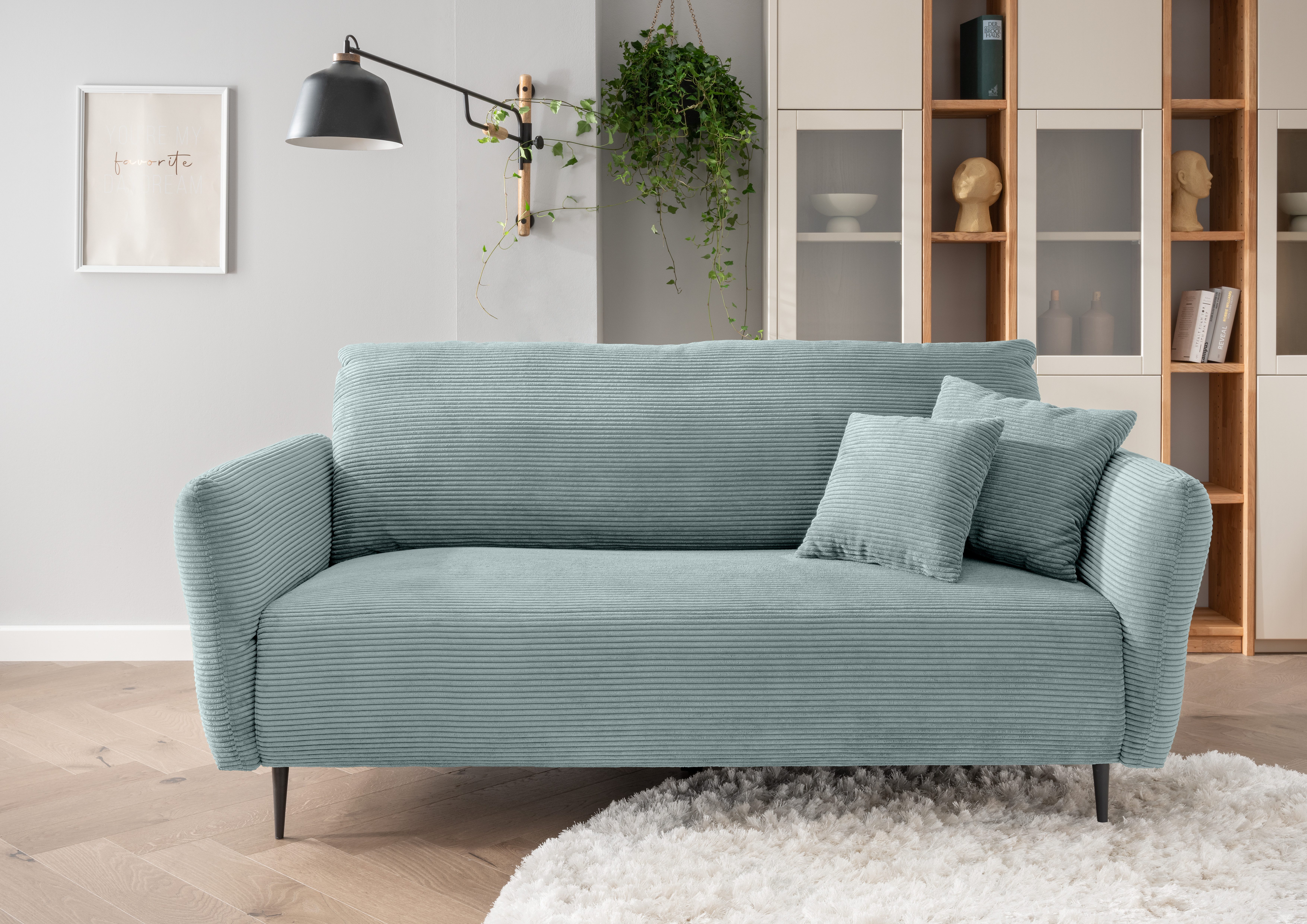 Home affaire Polstergarnitur Lazio modern und bequem, schmale Armlehnen, tolle Detailverarbeitung, (Set, 2-tlg., 3-Sitzer und 2-Sitzer), zwei verschiedene Fußfarben wählbar