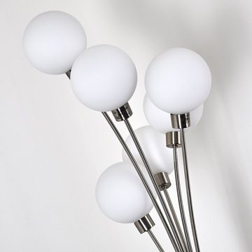 hofstein Stehlampe »Lerici« stufenlos dimmbar, Stehleuchte Nickel-matt/Weiß, ohne Leuchtmittel, Stehleuchte Nickel-matt/Weiß, Glas, 6xG9, mit Fußschalter am Kabel