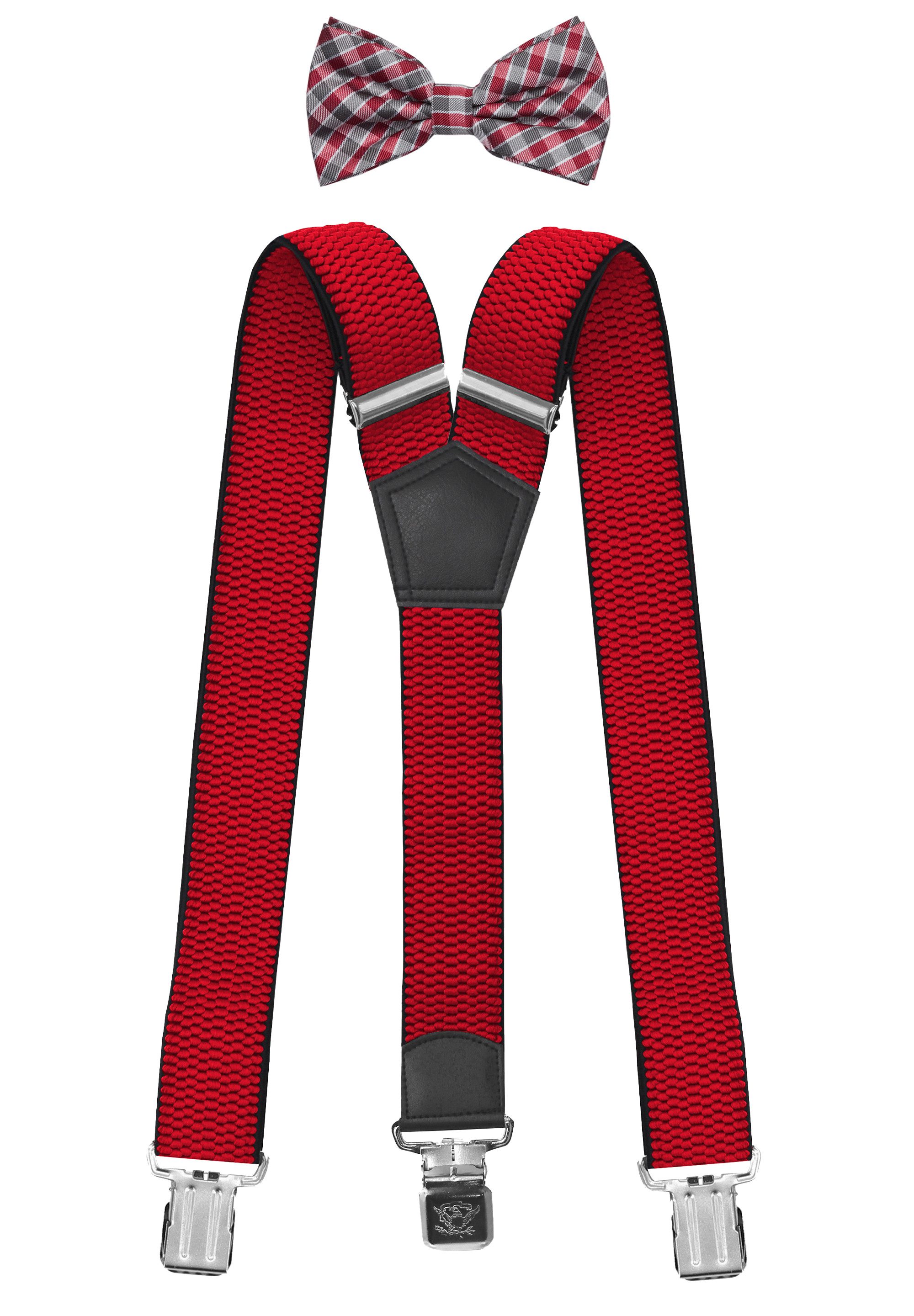 Hosenträger mit passender Fliege als Set 4cm Y-Form für Herren