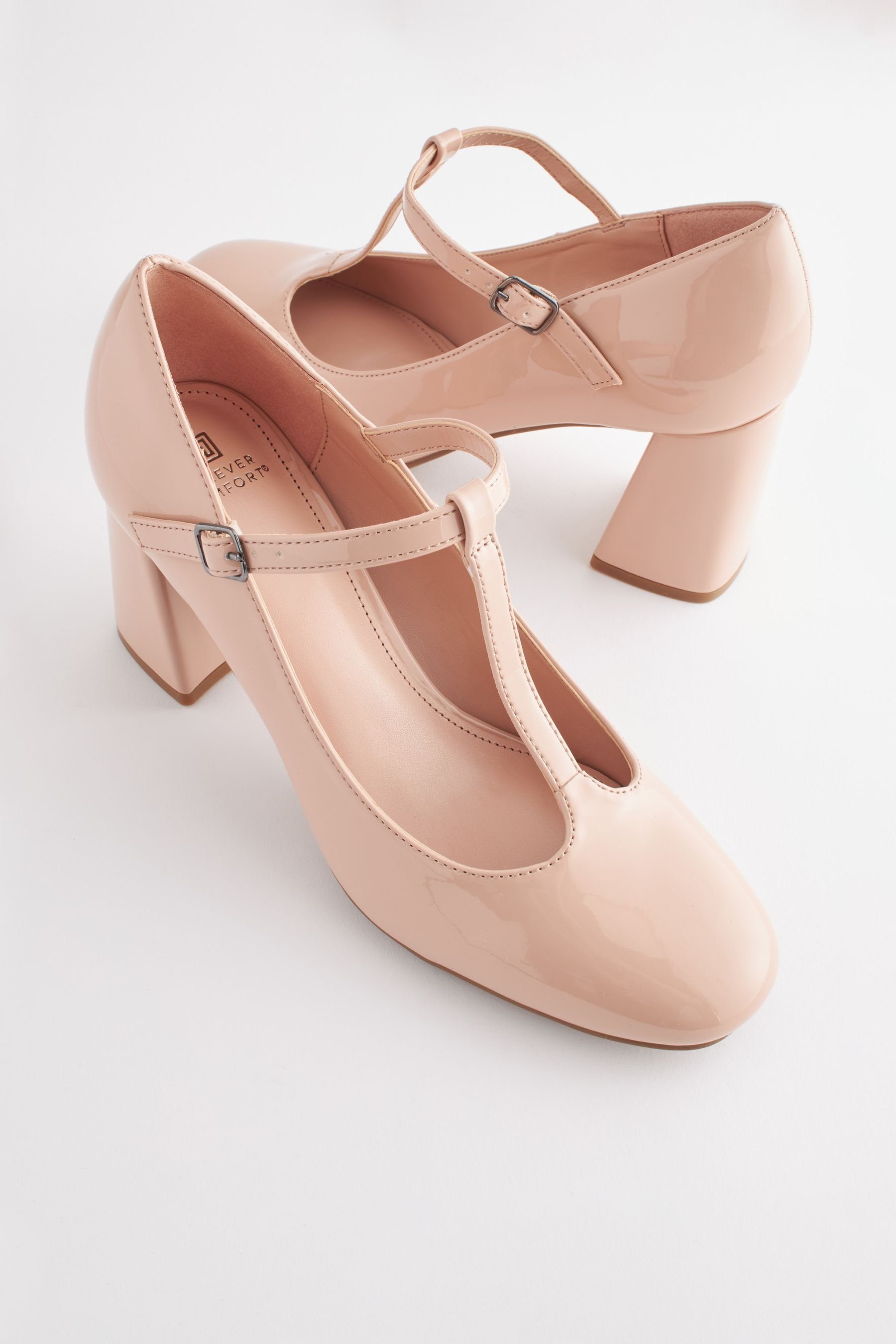 Pumps und Nougat (1-tlg) Schuhe Comfort mit Forever Next T-Steg Blockabsatz Pink