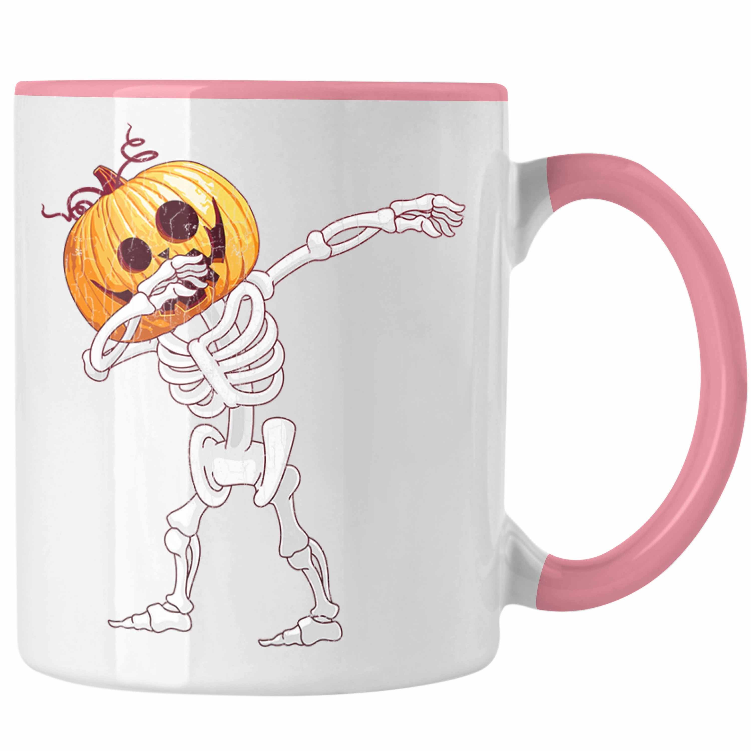 Trendation Tasse Halloween Tasse Kürbis Dekoration Becher Dabbing Skelet Rosa