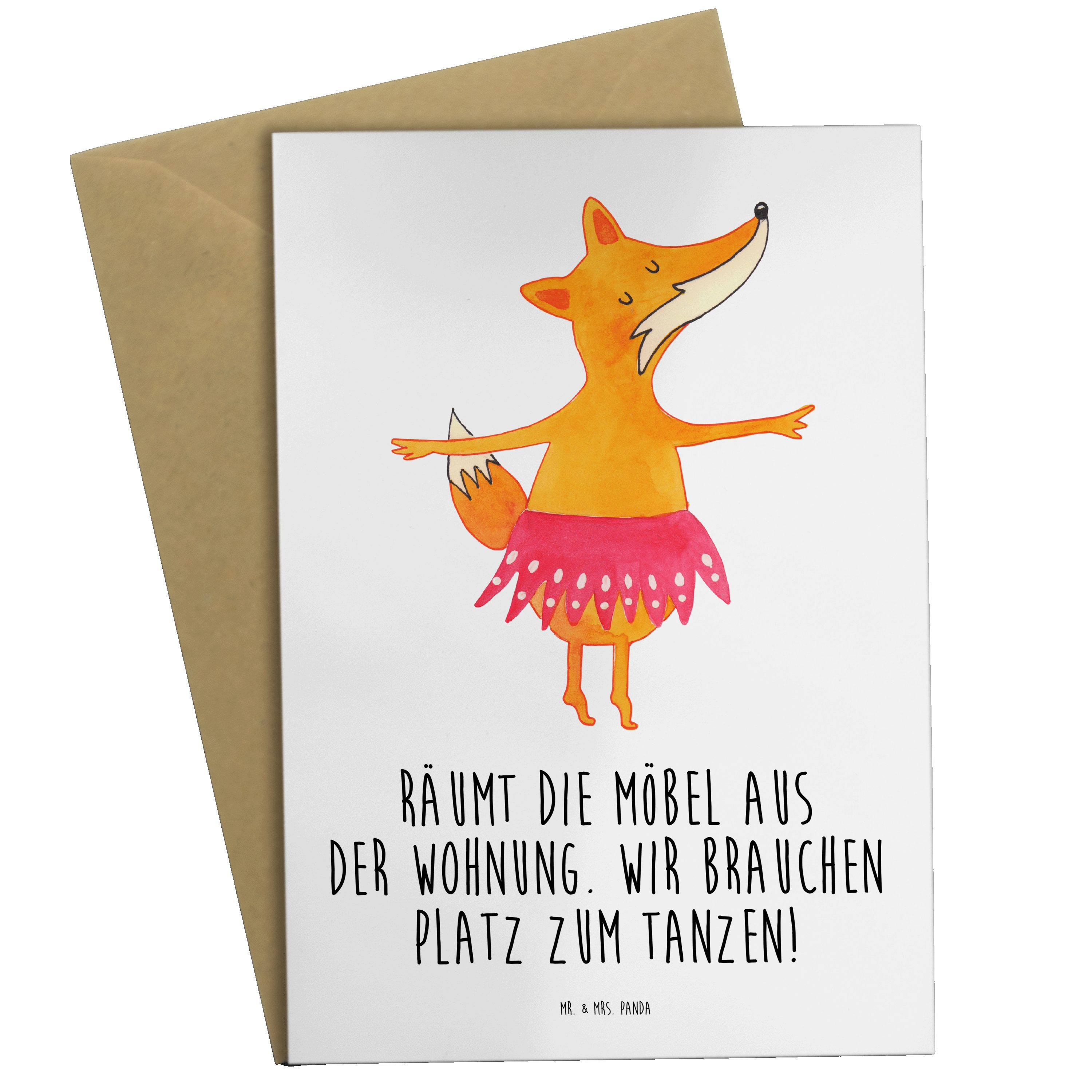 Geburtstag, Weiß Grußkarte - & Panda Ge Ballerina tanzen, Mr. Fuchs Aufführung, Geschenk, Mrs. -