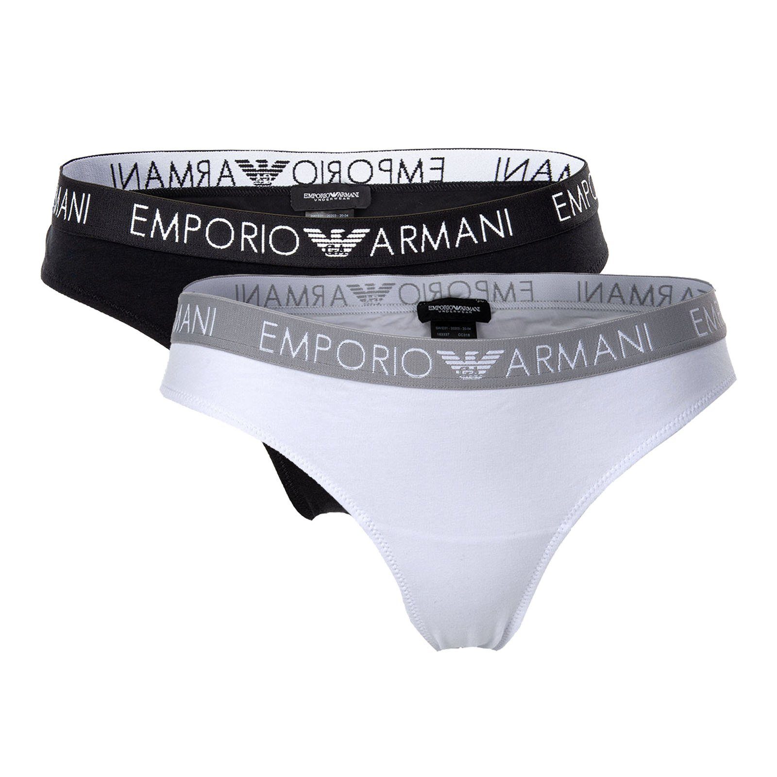 Emporio Armani Slip Damen Weiß/Schwarz Pack 2er Briefs - Brazilian Slips, Stretch