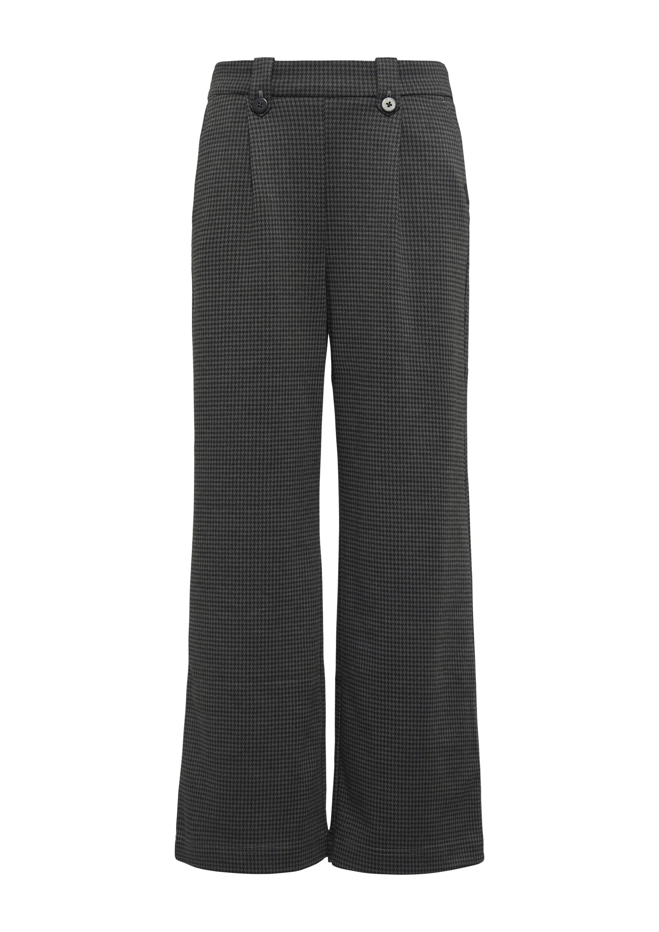 QS Chinos Hose Gemusterte Wide-Leg-Hose aus Interlock-Jersey