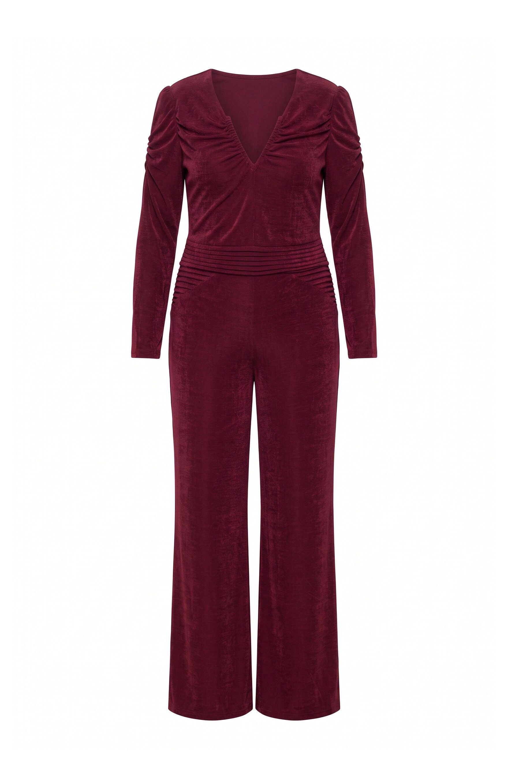 Ulla Popken Cocktailkleid Overall fitted Top drapierter V-Ausschnitt Langarm