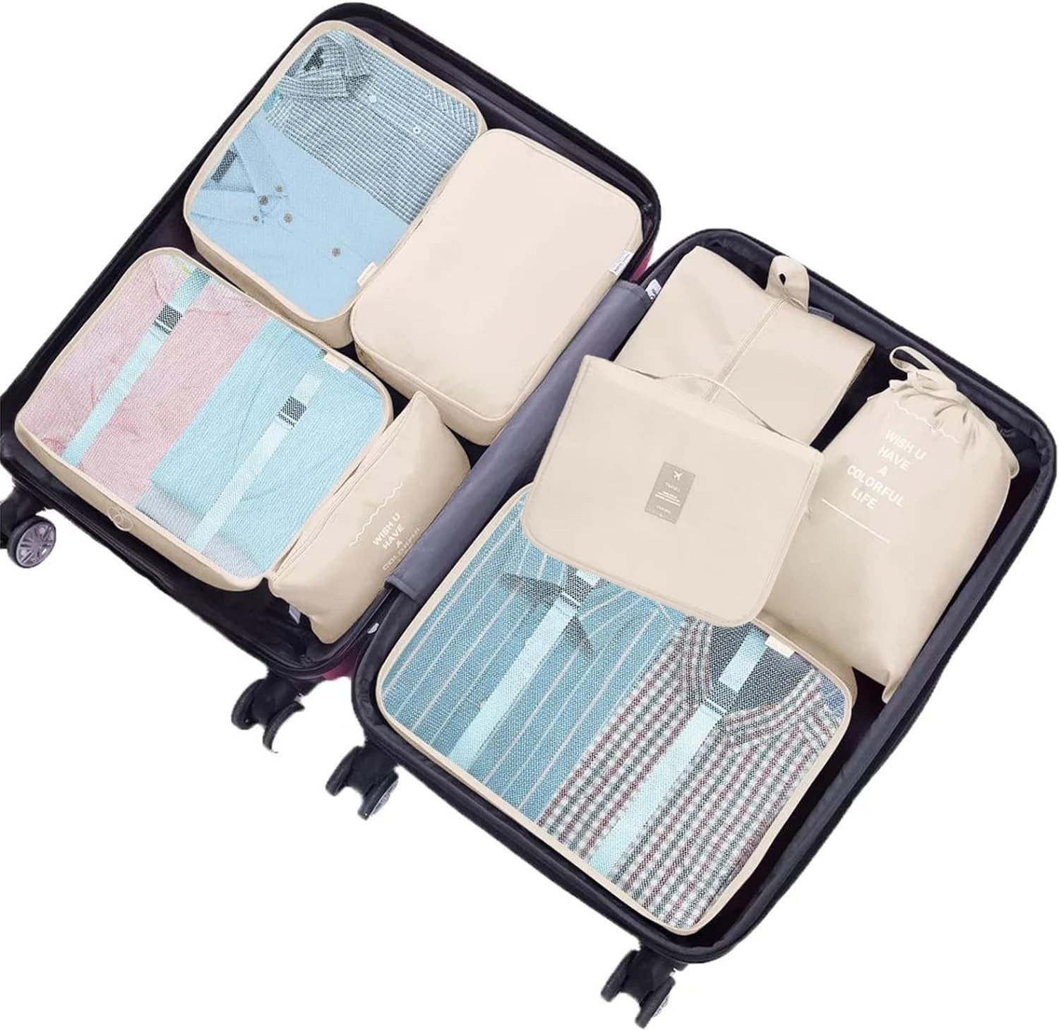POPOLIC Kofferorganizer Packing Cubes, Kleidertaschen, Koffer Organizer 7-t günstig online kaufen