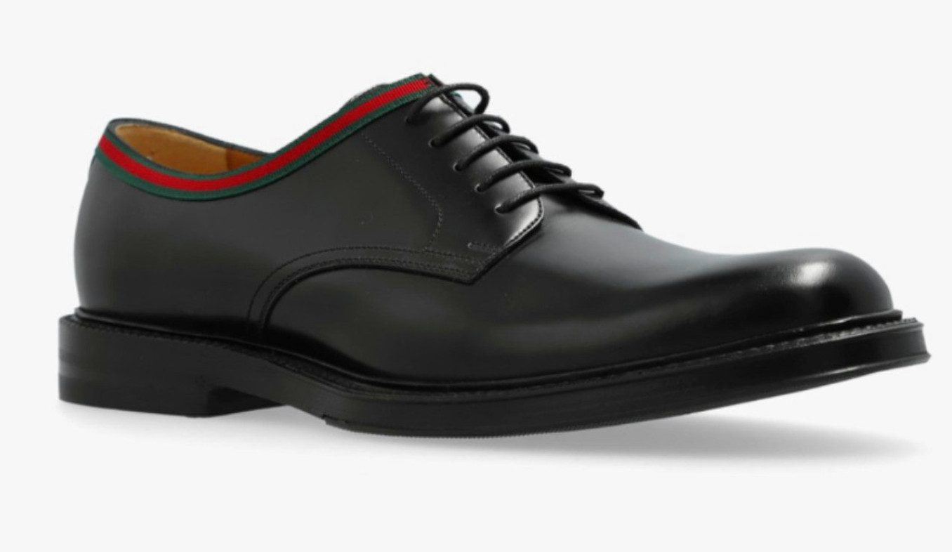 GUCCI Schuhe Derbyschuhe Beyond GRG Trim Web Derby 39 Schnürschuh Ripsbanddetail im legendären Gucci Web-Design
