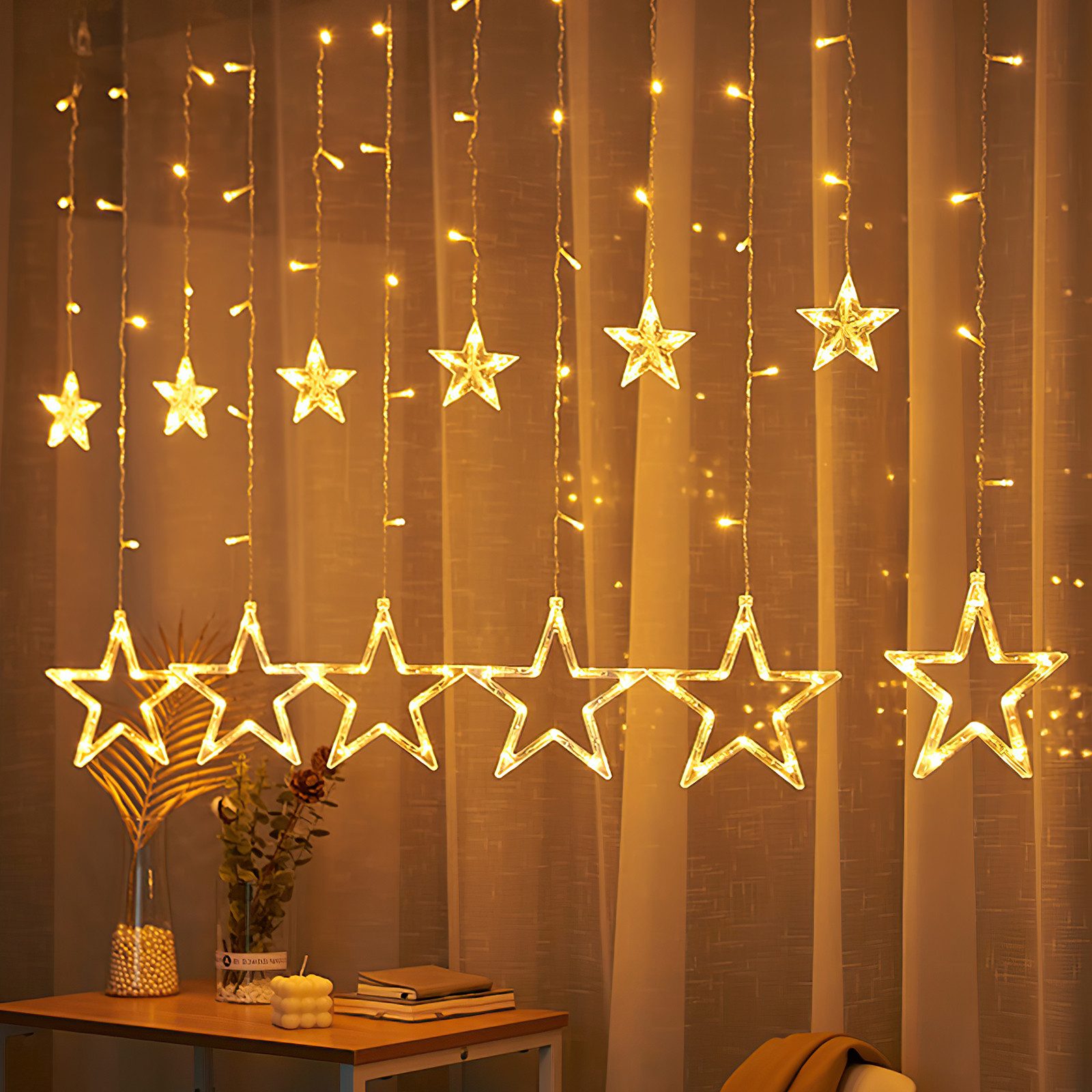 Clanmacy LED-Lichtervorhang 2M 138 LED Lichterkette günstig online kaufen