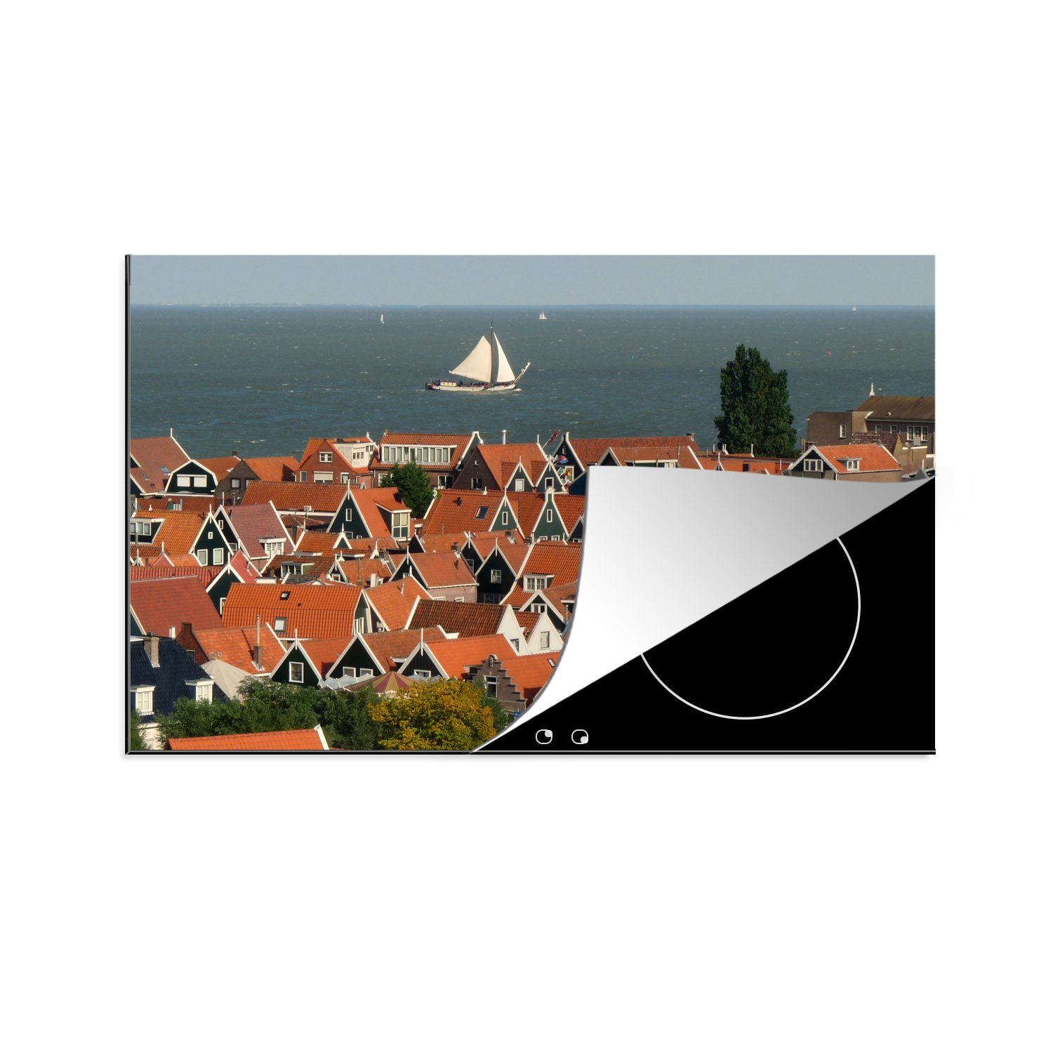MuchoWow Herdblende-/Abdeckplatte Volendam am Meer, Vinyl, (1 tlg), 81x52 cm, Induktionskochfeld Schutz für die küche, Ceranfeldabdeckung