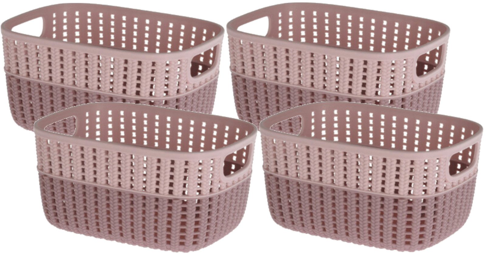 Koopman Aufbewahrungskorb Organizer Box Kiste Kunststoff 23x17x12cm 4 er Set (4 St), 4er Set, Regal, Rosa, Kunststoff, Stabil