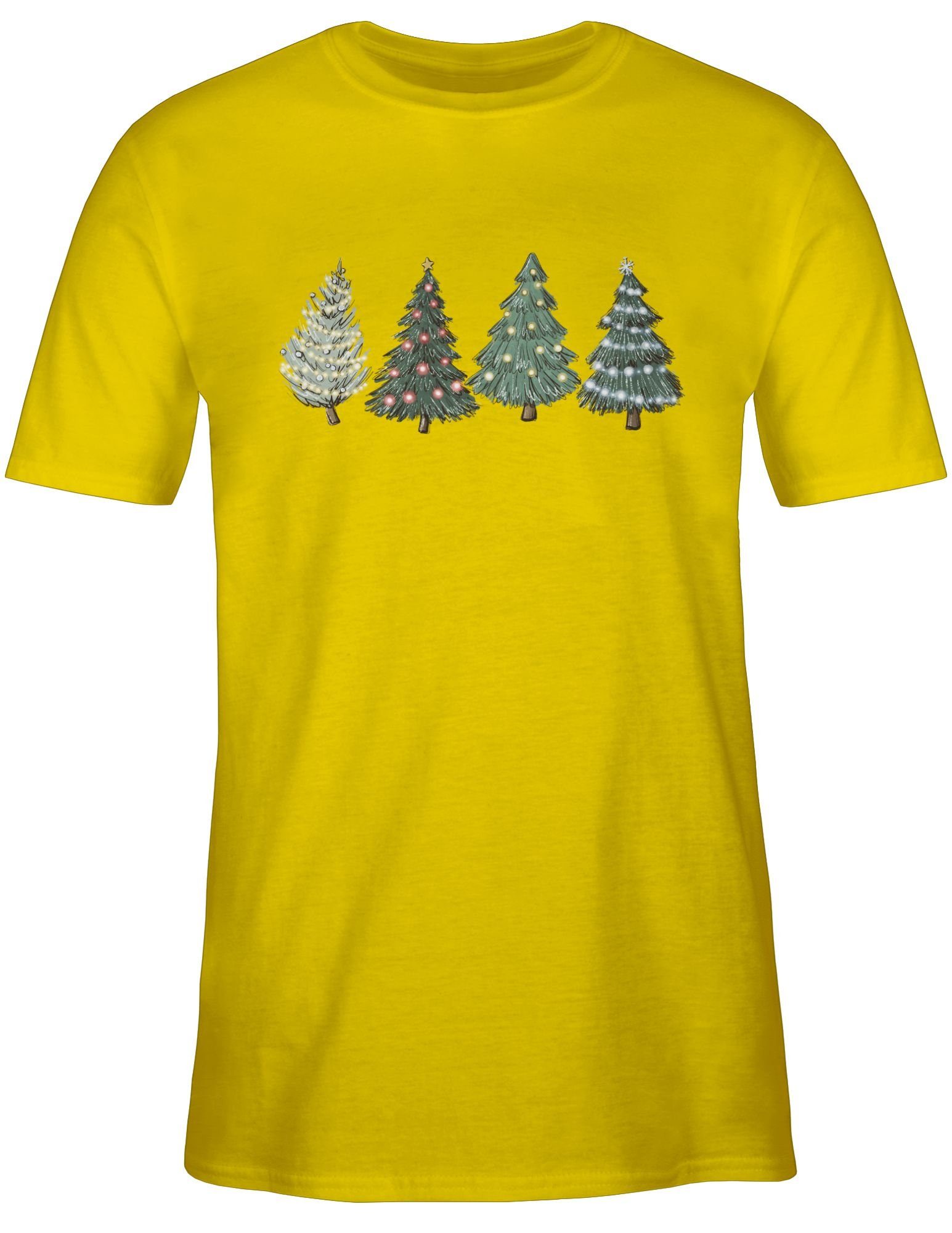 Weihachten Kleidung T-Shirt Shirtracer Gelb Weihnachtsbäume 02