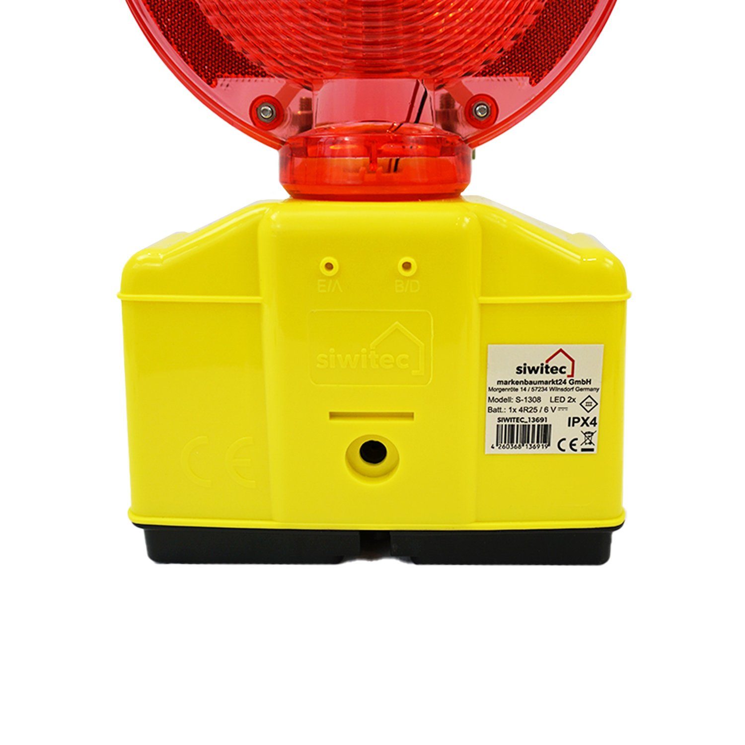 Dauerlichtfunktion, siwitec Dämmerungsautomatik mit und Rot/Transparent und Lampenschlüssel, LED Blink- Warnleuchte Dämmerungssensor Baustrahler