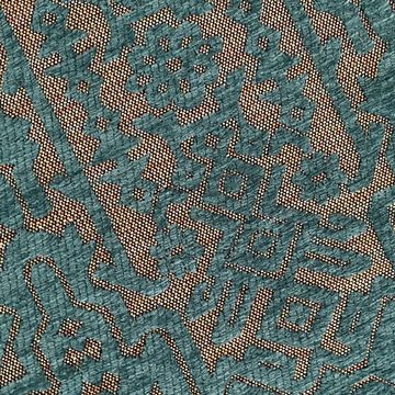 Teppich Teppich mit exotischem Flair, orientalisch, petrol gold, Carpetia, rechteckig, Höhe: 9 mm