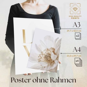 Heimlich Poster »Set als Wohnzimmer Deko, Bilder DINA3 & DINA4, Elegant Gold Liebe«, Sprüche&Texte